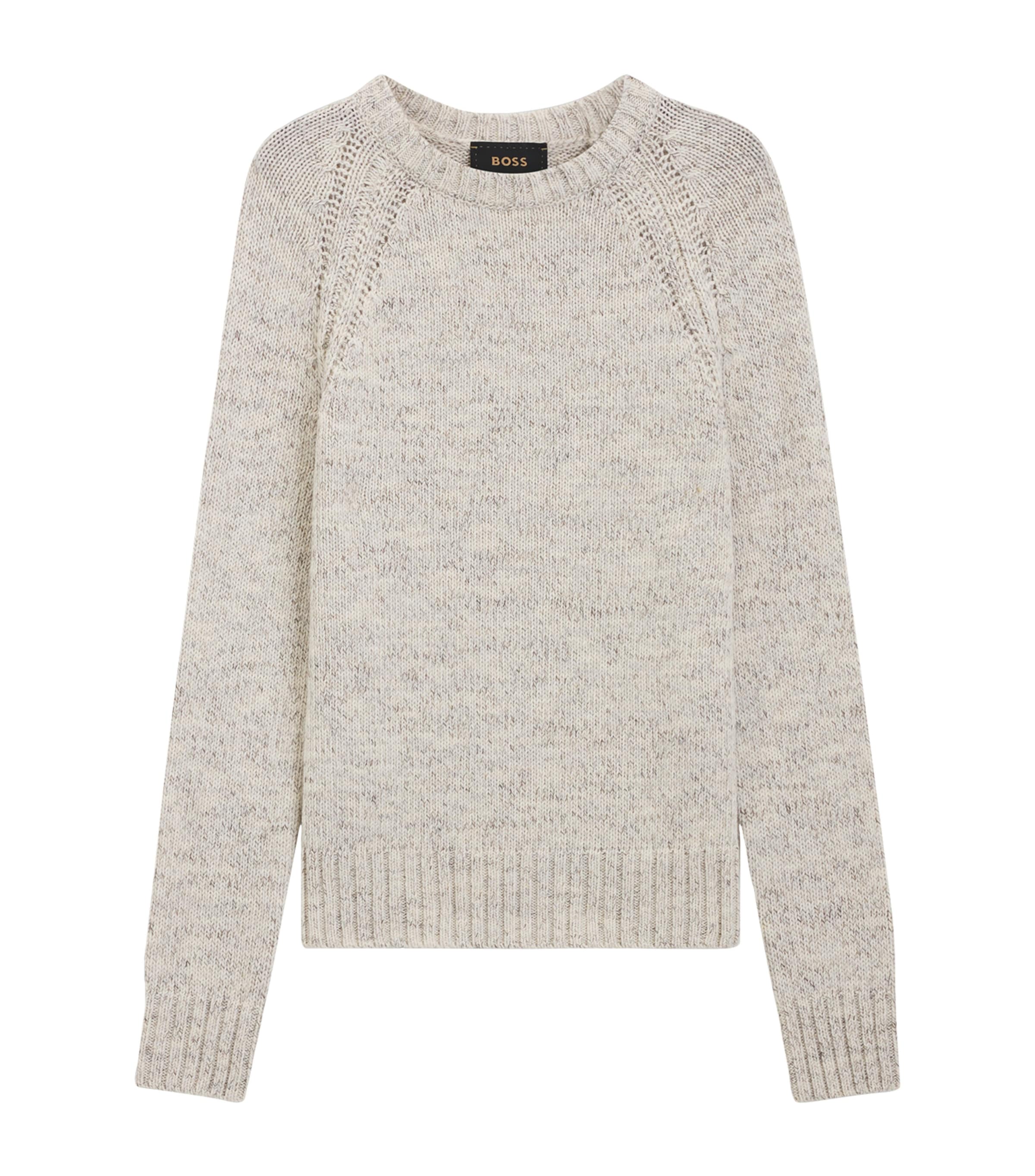 BOSS Mens Cashmere-Wool Tweed-Effect Sweater Image 1