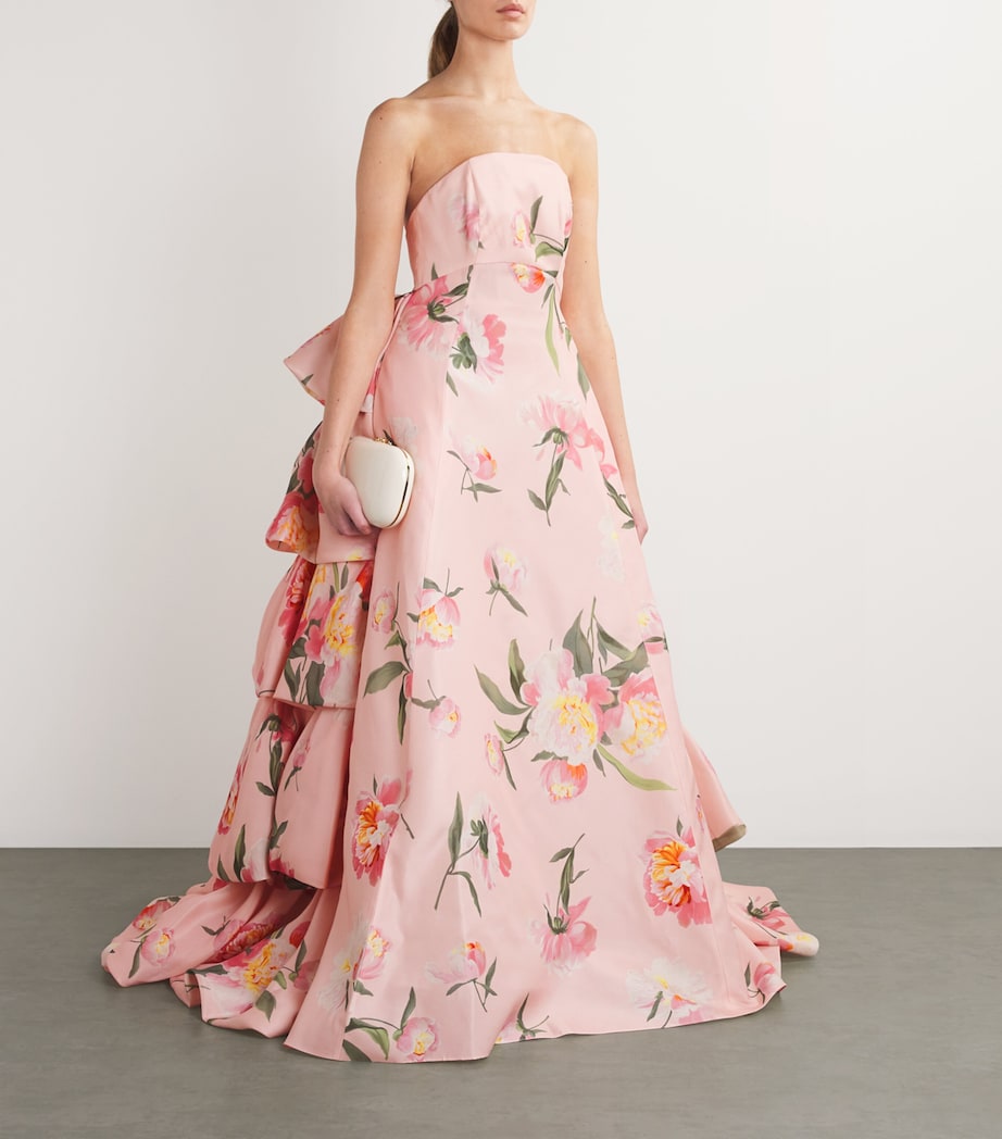 Carolina Herrera Pink Silk Peony Ruffled Gown Harrods US