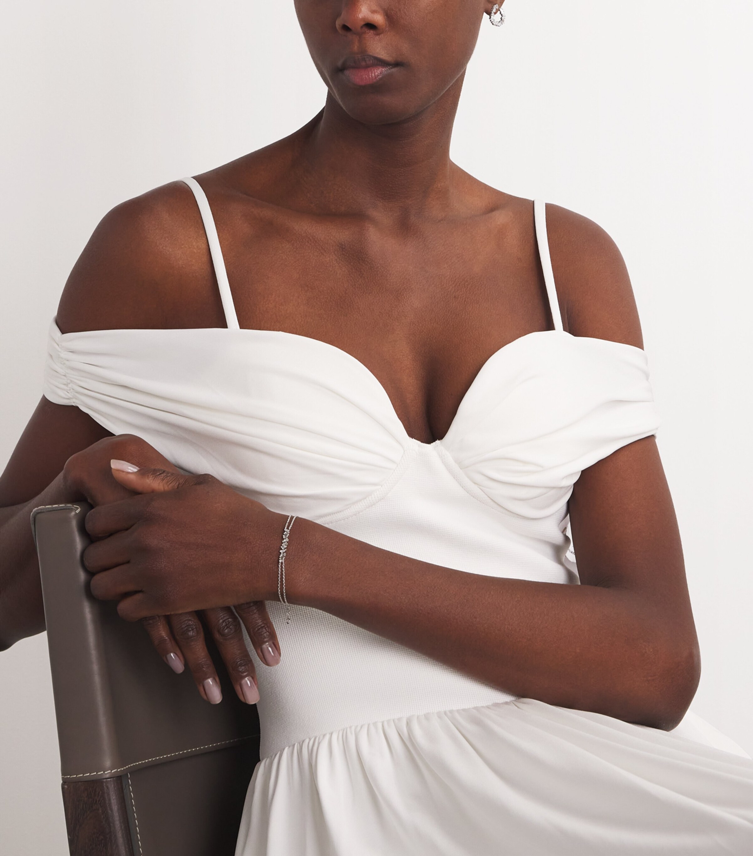 White Gold and Diamond Classic Mini Hoops 18K WG/WD Image 5