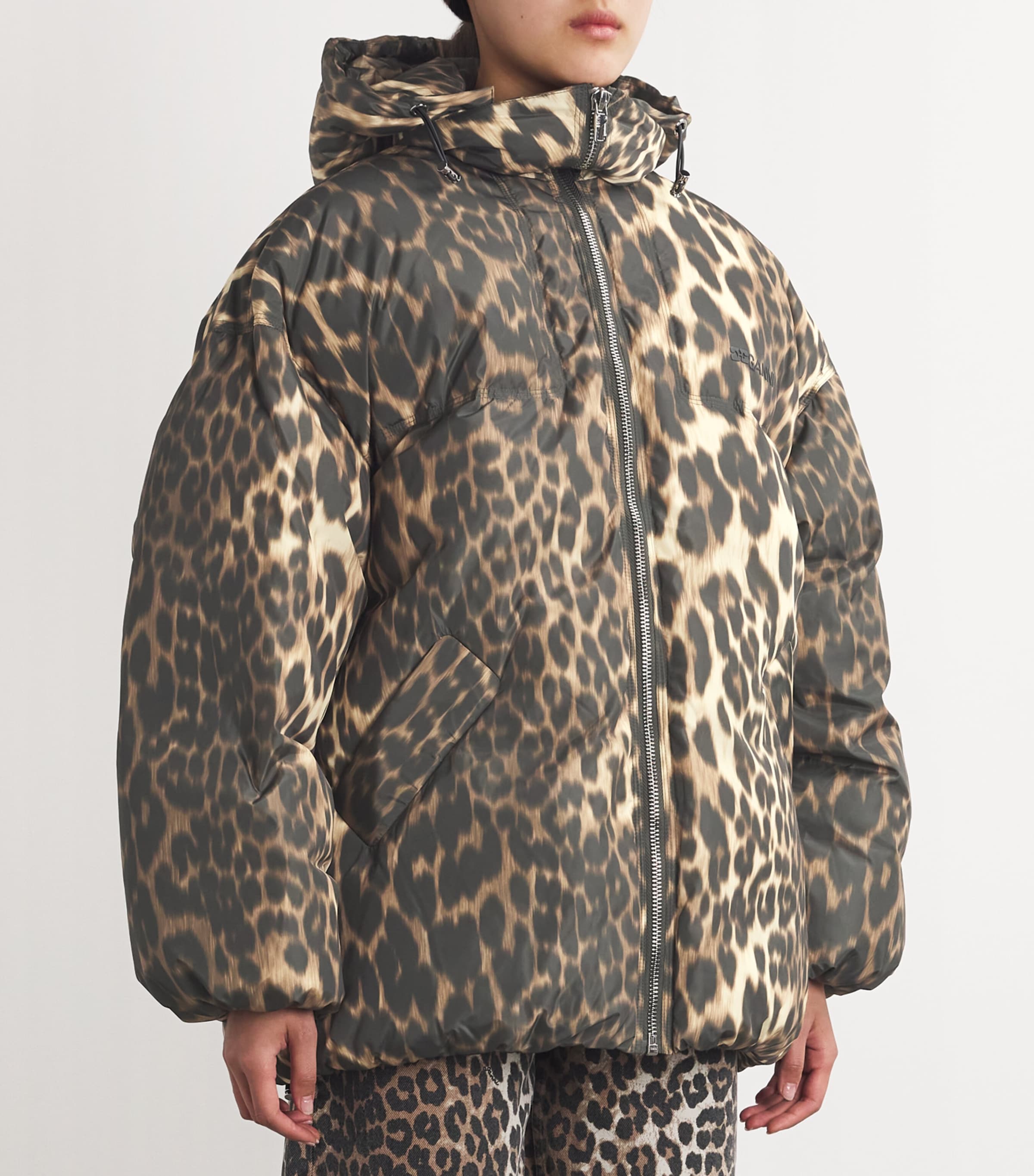 Leopard Puffer Jacket 859ALMOND MILK Image 3