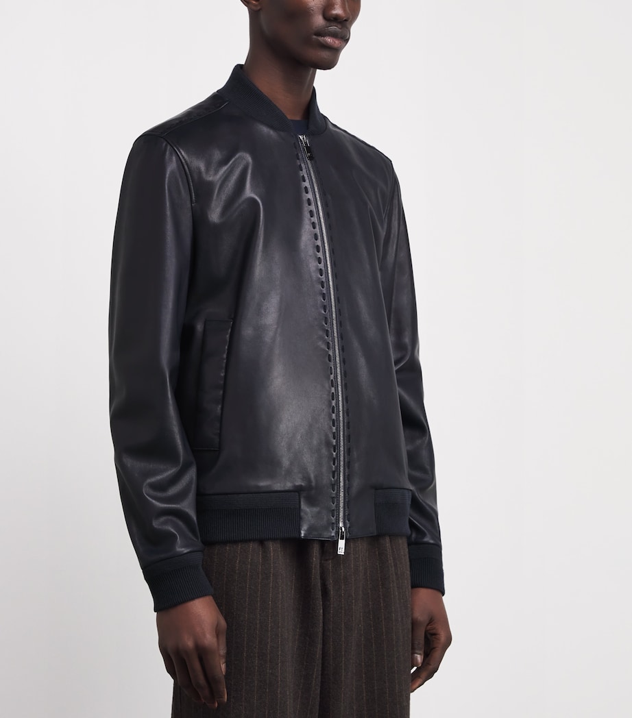 Leather Bomber Jacket 01 BLUE NAVY Image 3