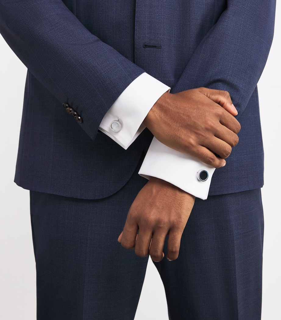 Rhodium-Plated Reversible Disc Cufflinks SILVER Image 2