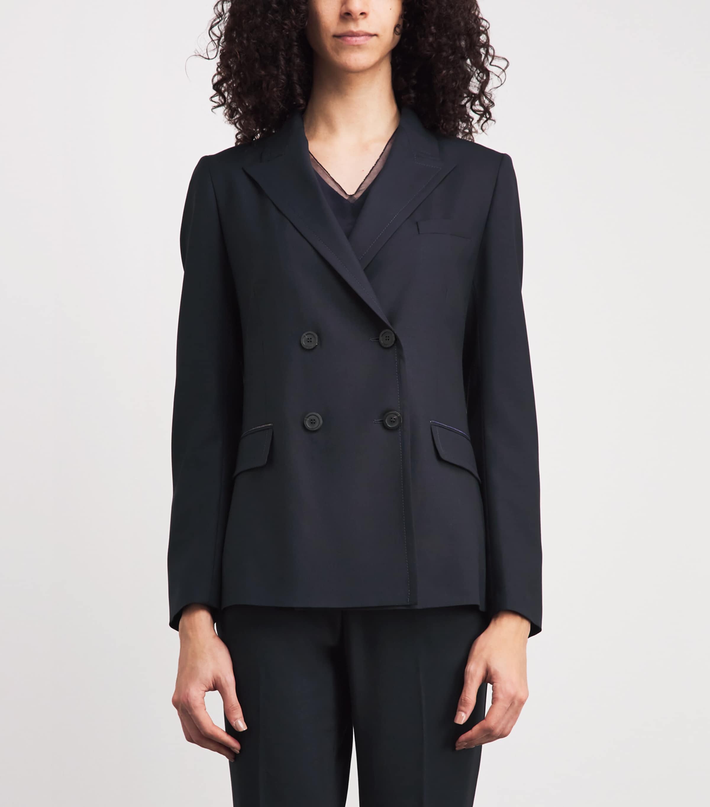 Fabiana Filippi Womens Wool-Blend Double-Breasted Blazer Blu Notte Image 4