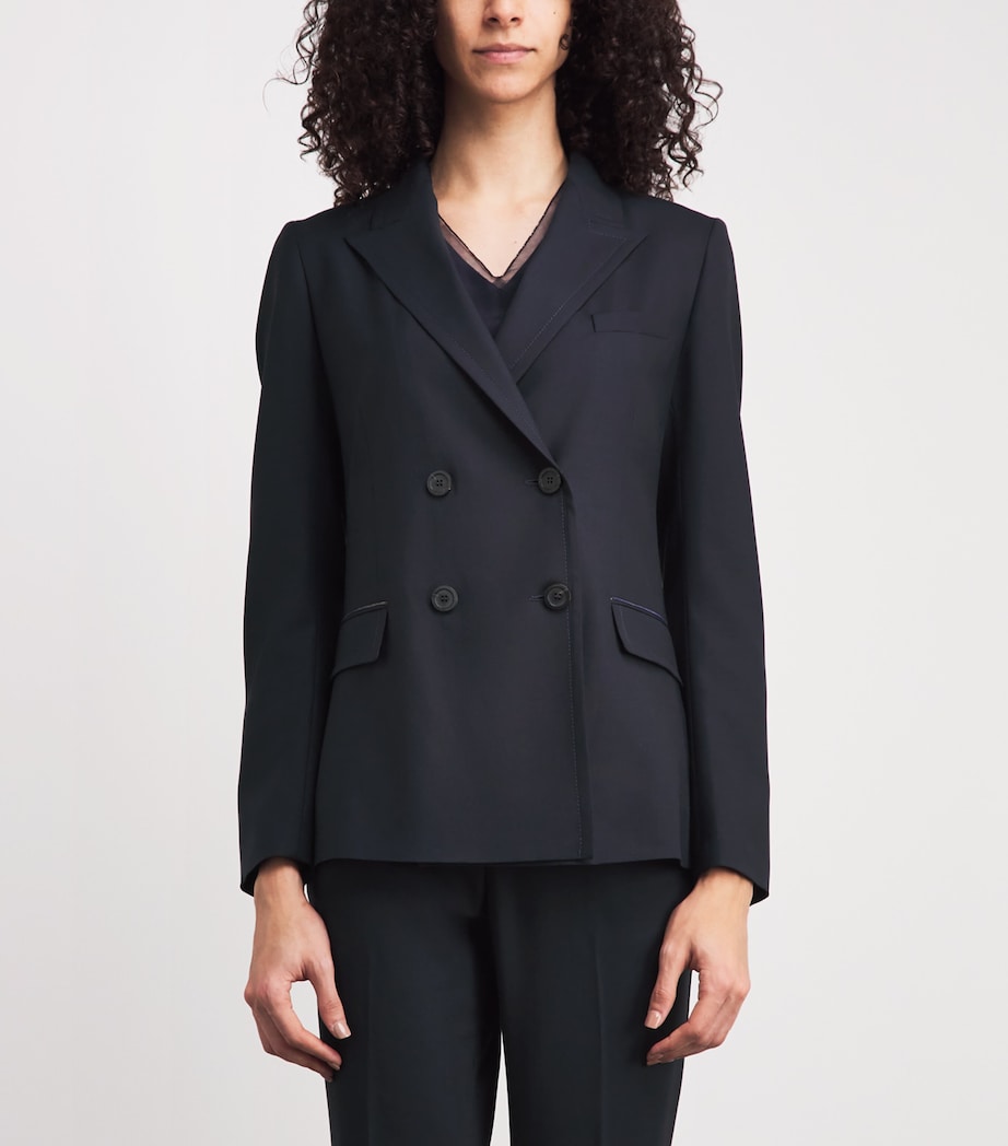 Fabiana Filippi Womens Wool-Blend Double-Breasted Blazer Blu Notte Image 4