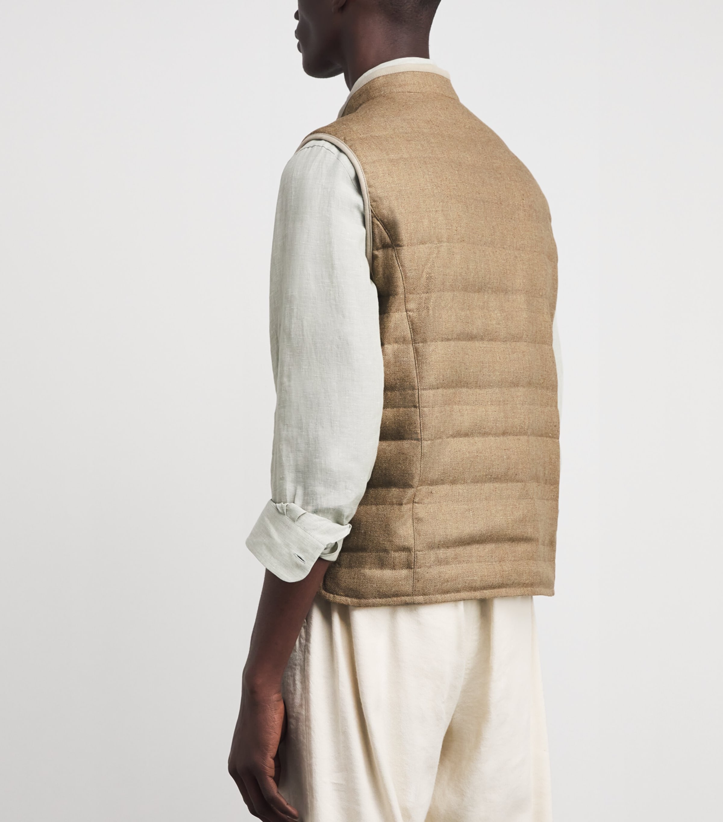 Corneliani Mens Reversible Padded Gilet Natural / Beige Image 5