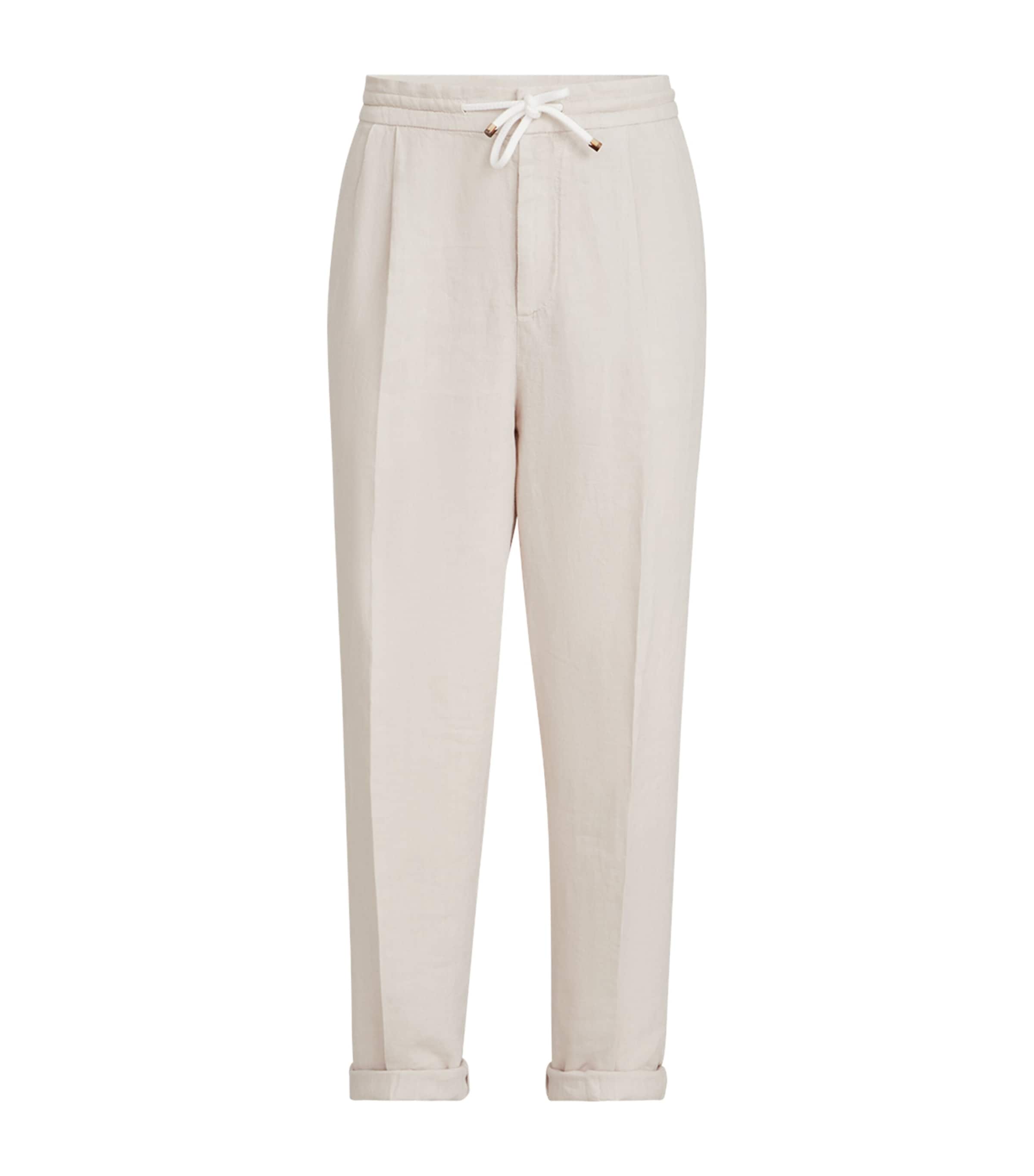 Brunello Cucinelli Mens Linen Gabardine Drawstring Trousers Image 1