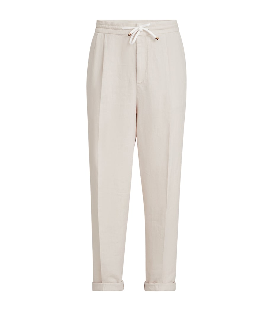 Brunello Cucinelli Mens Linen Gabardine Drawstring Trousers Image 1