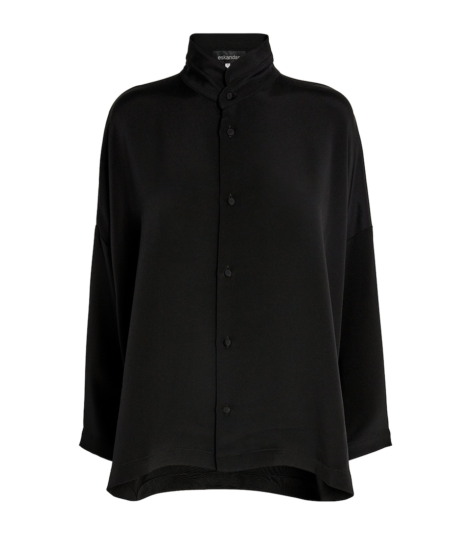Silk Stand-Collar Shirt BLACK Image 1