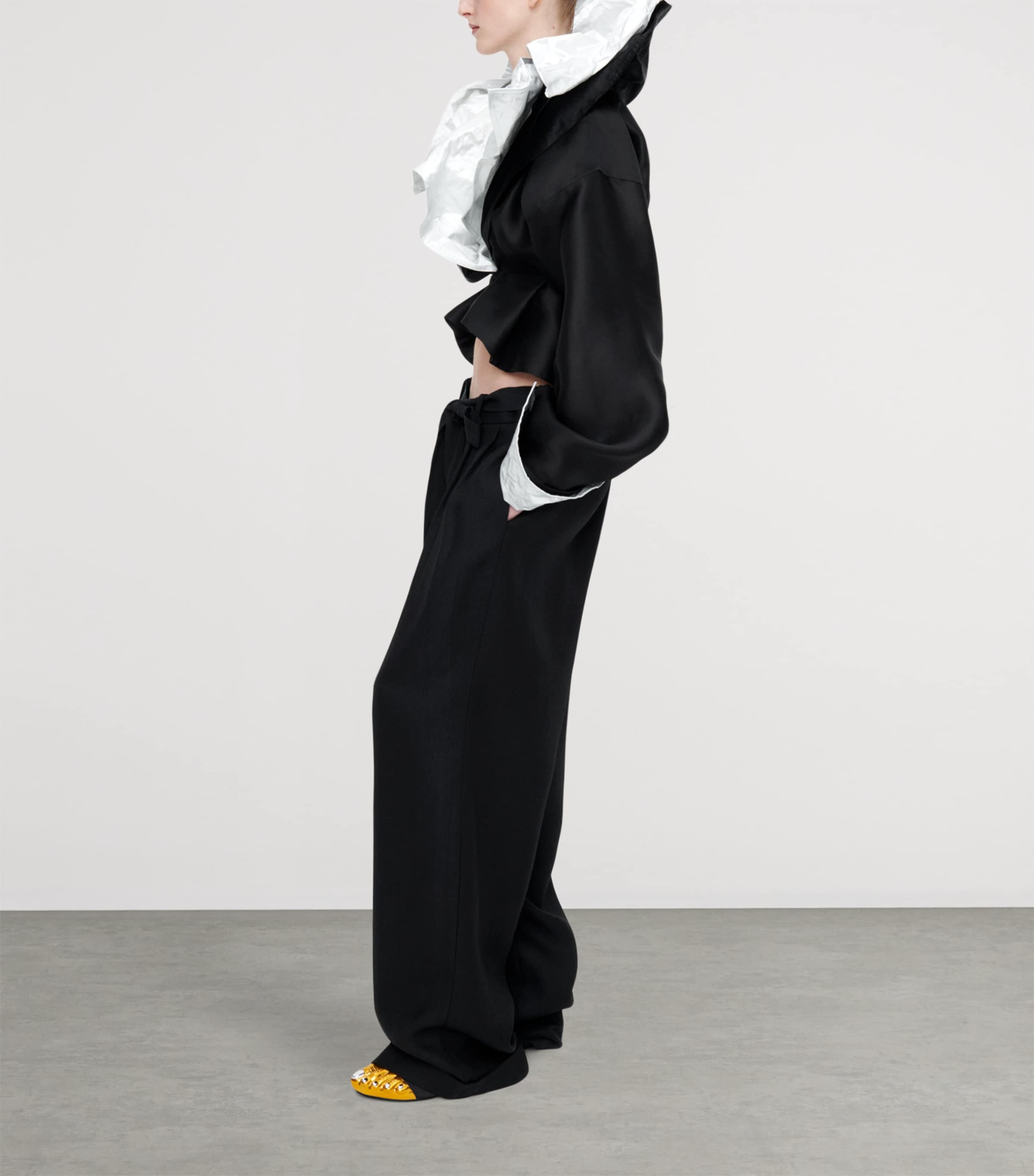 Schiaparelli Womens Oversized Pleated Trousers Black Image 3