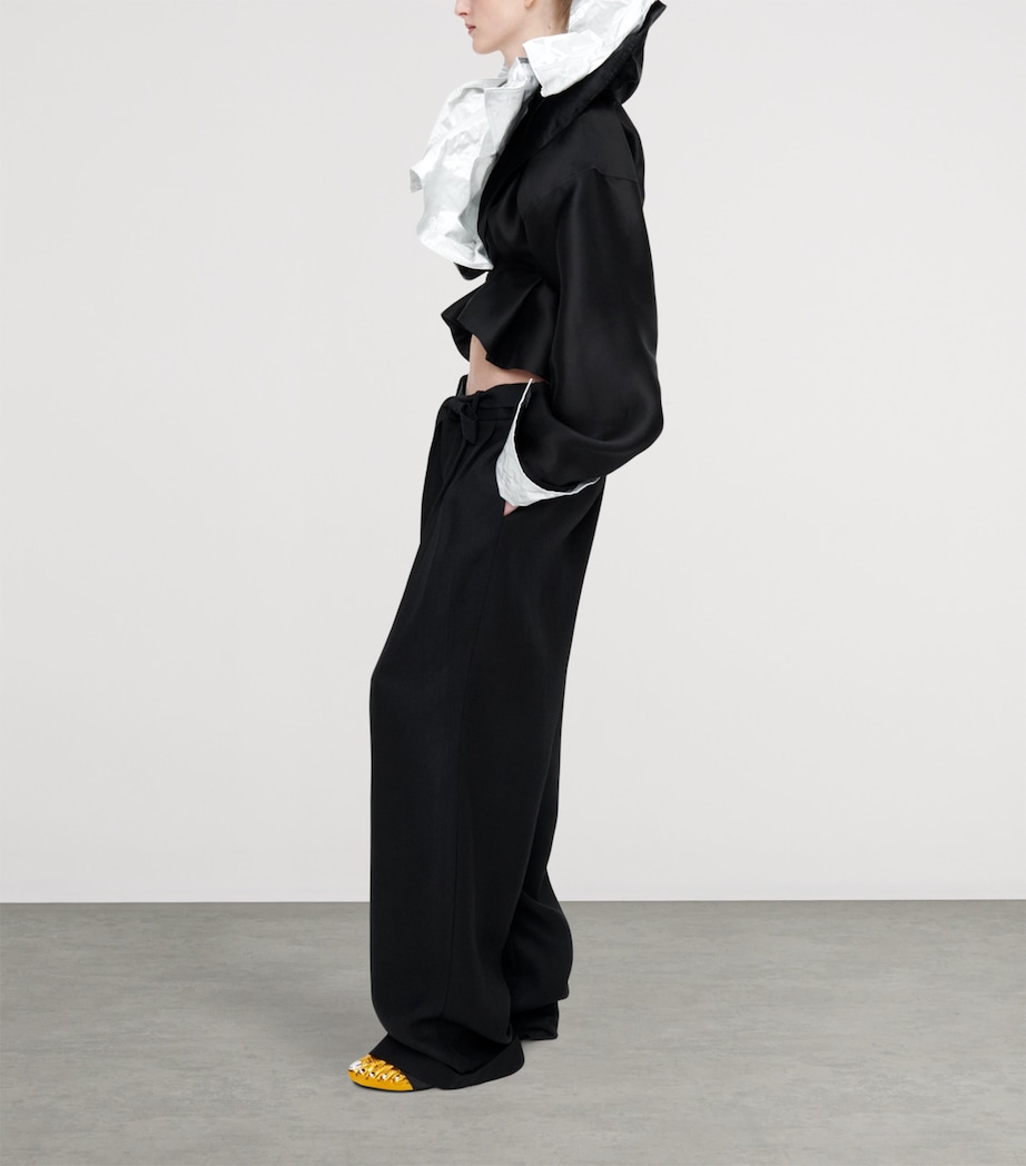 Schiaparelli Womens Oversized Pleated Trousers Black Image 3