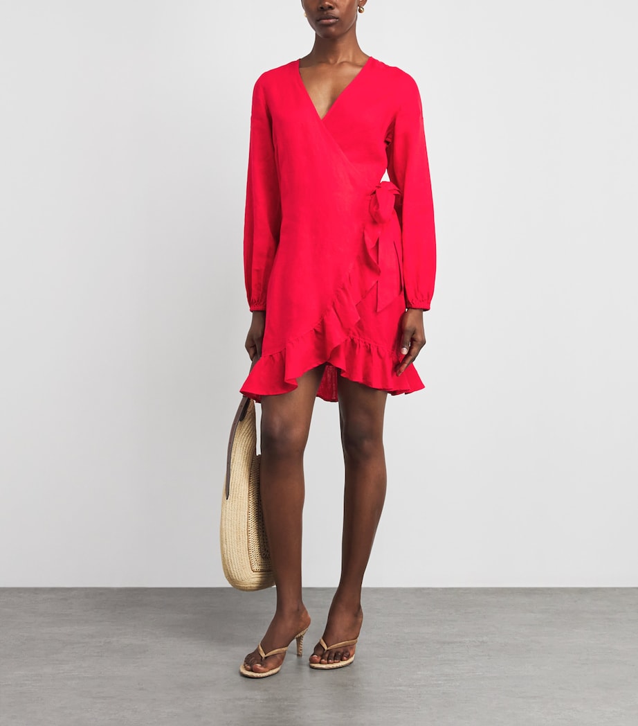 Heidi Klein Womens Linen Ruffle Amalfi Mini Dress Red Red Image 2