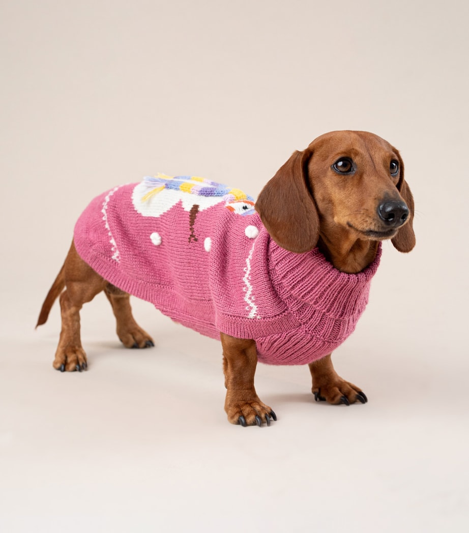 Alpaca-Blend Snowman Dog Sweater PINK Image 3