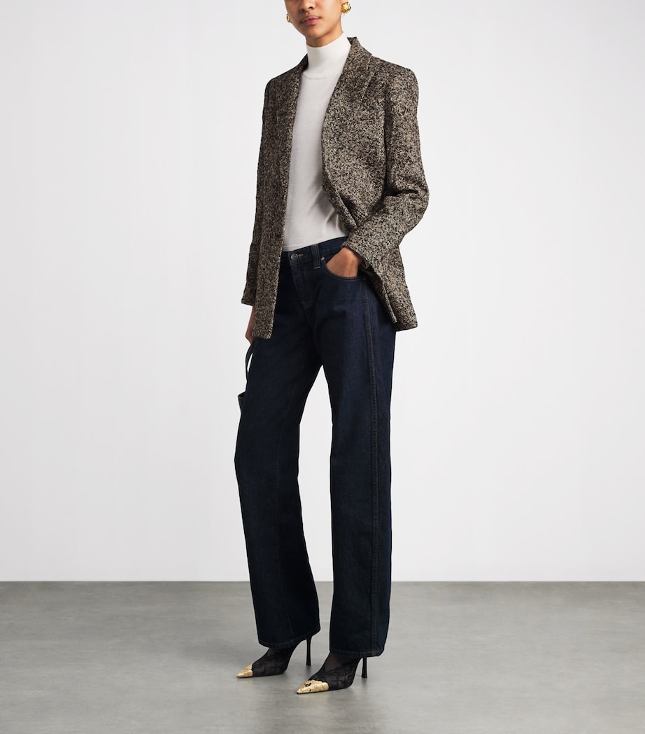Veronica Beard Womens Tweed Maci Dickey Blazer Black Melange Image 2