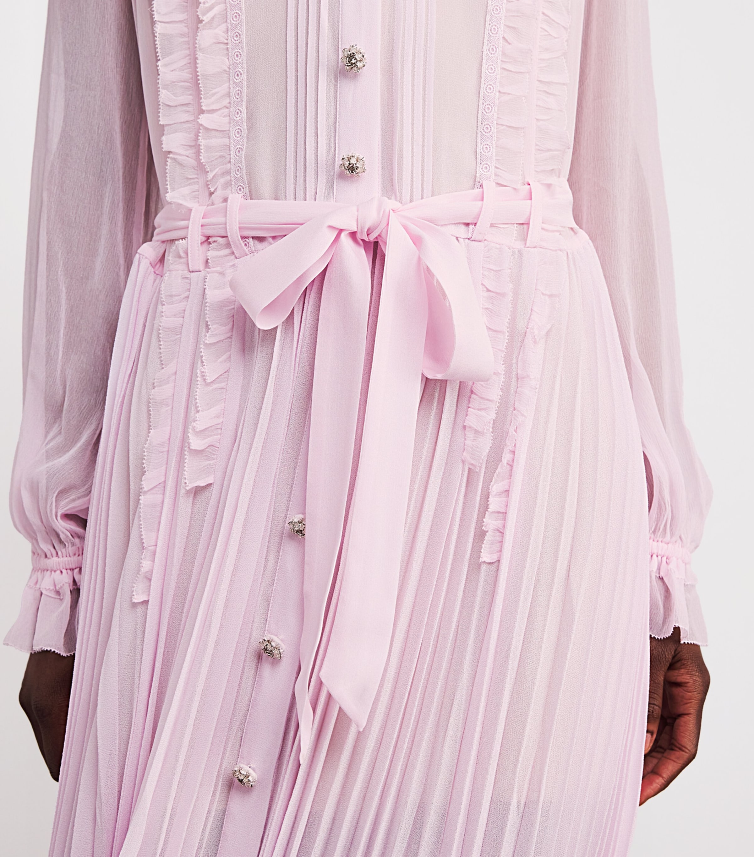 Georgette Ruffled Midi Dress PINK Image 6
