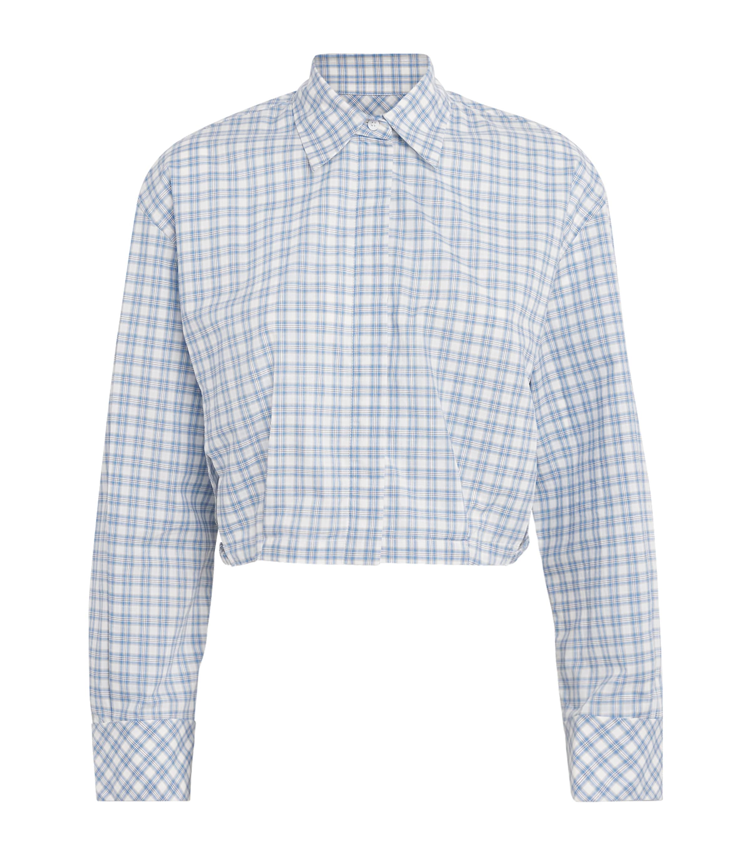 Sandro Paris Womens Cotton Check Shirt Blu / White Image 1