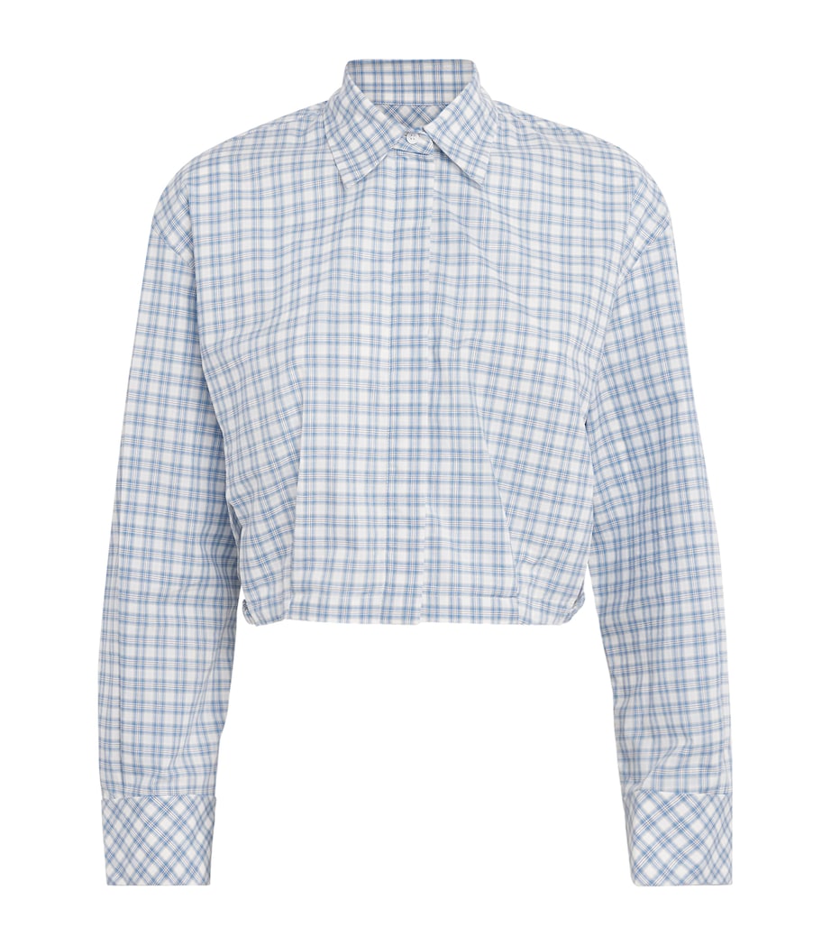 Sandro Paris Womens Cotton Check Shirt Blu / White Image 1