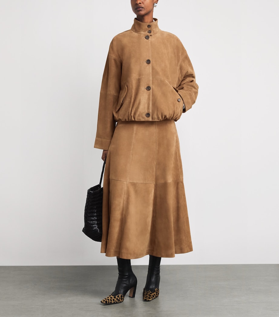 Suede Bonnie Midi Skirt CAMEL Image 2