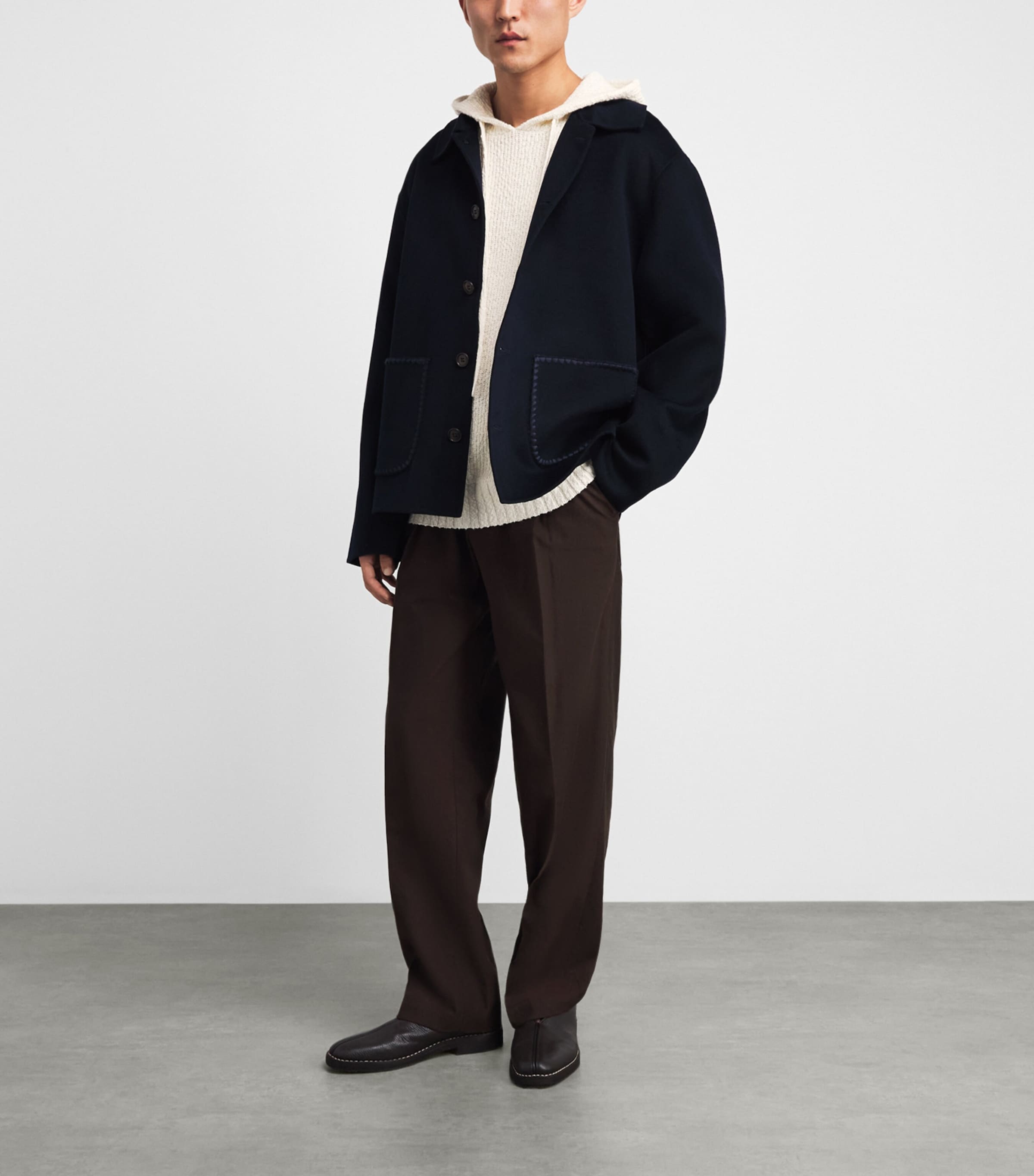 COMMAS Mens Cotton Knit Hoodie White Image 2