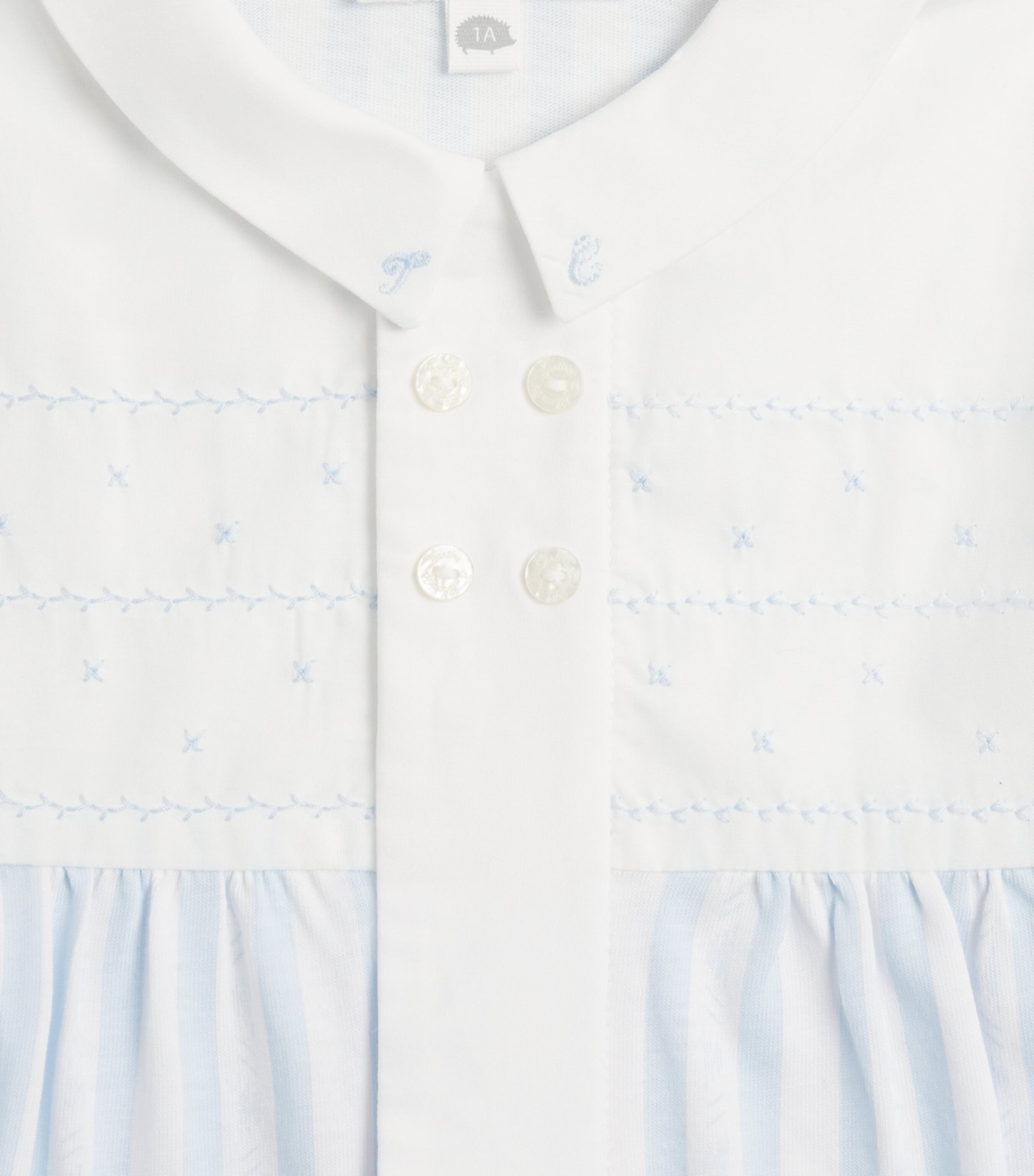 Cotton Stripe All-In-One (0-24 Months) 41BLEU CIEL Image 3