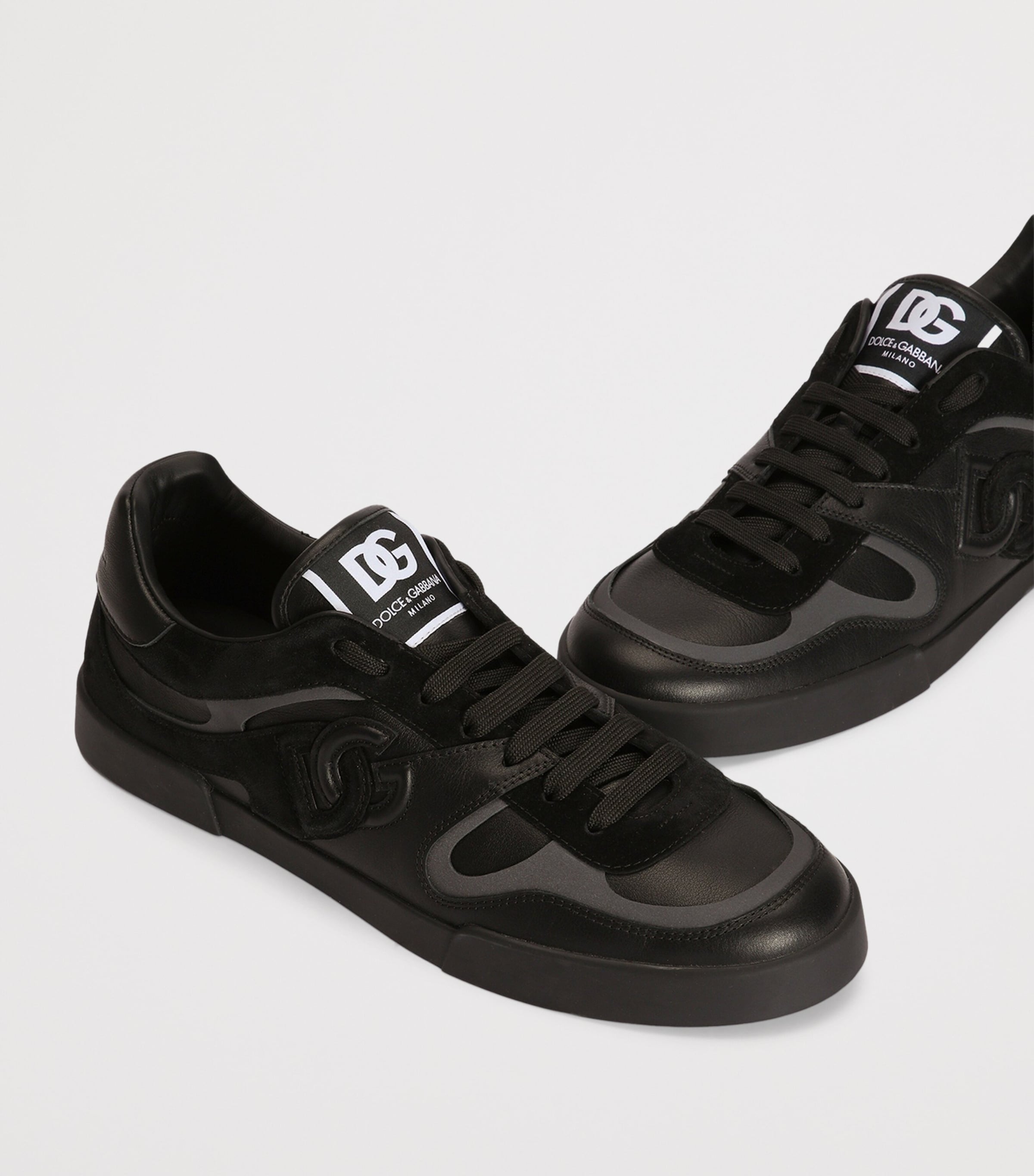 Dolce&Gabbana Leather-Panelled Logo Sneakers Black/black Image 4