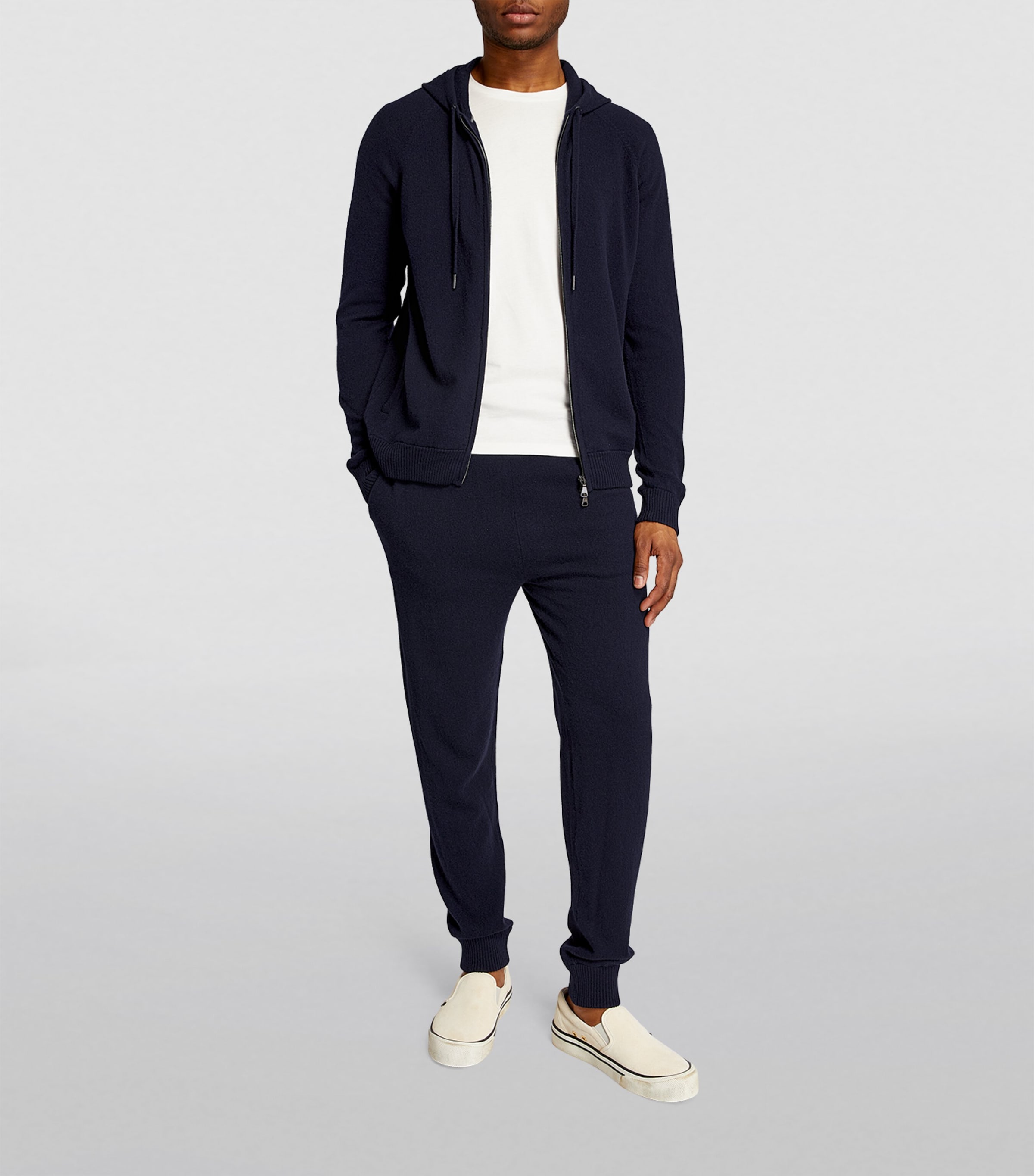 Derek Rose Mens Cashmere Finley Zip-Up Hoodie Nav/navy Image 6