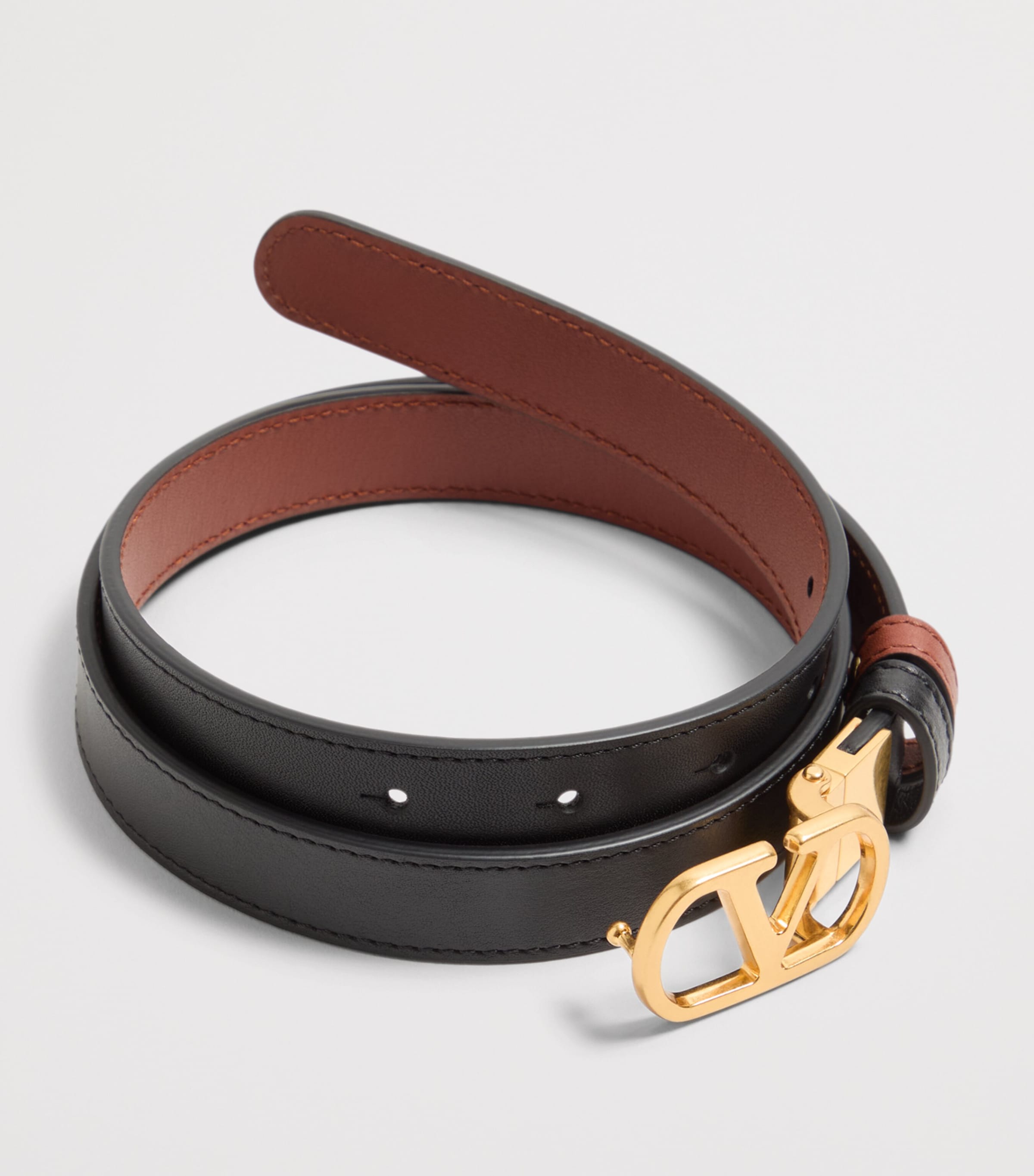 Leather Reversible VLogo Signature Belt DRN Image 3