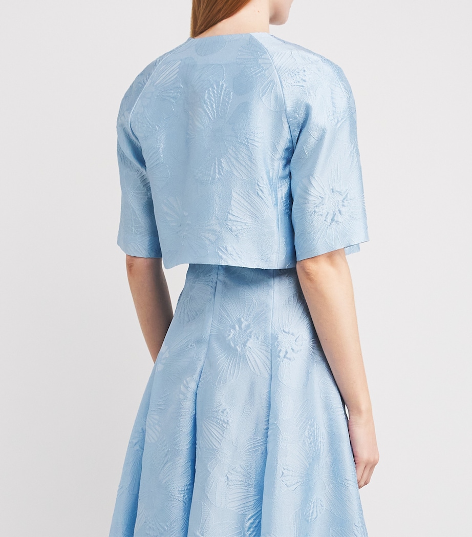 Talbot Runhof Womens Jacquard Cropped Jacket Sky Image 4