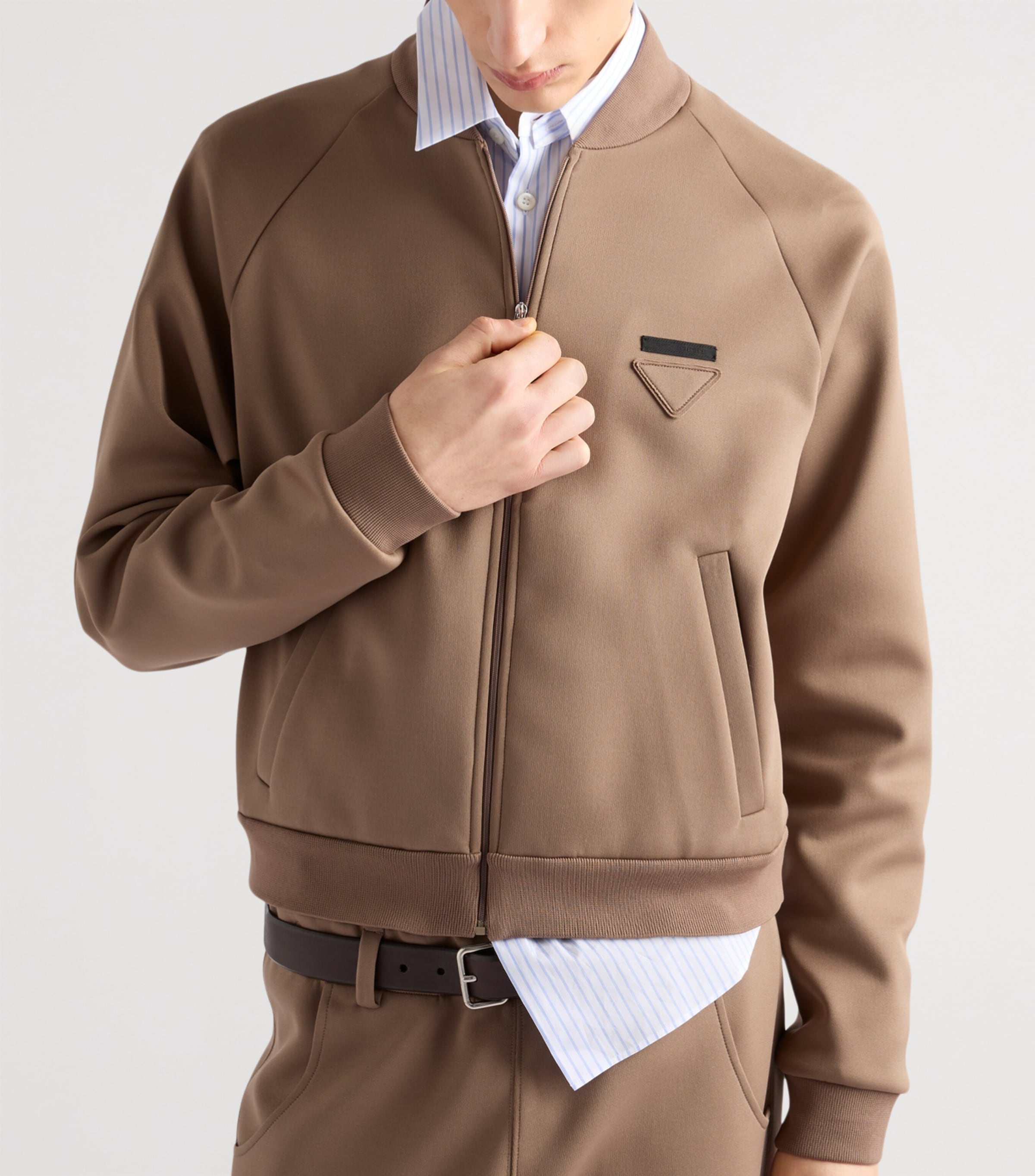 Prada Mens Jersey Zip-Up Sweatshirt Image 4