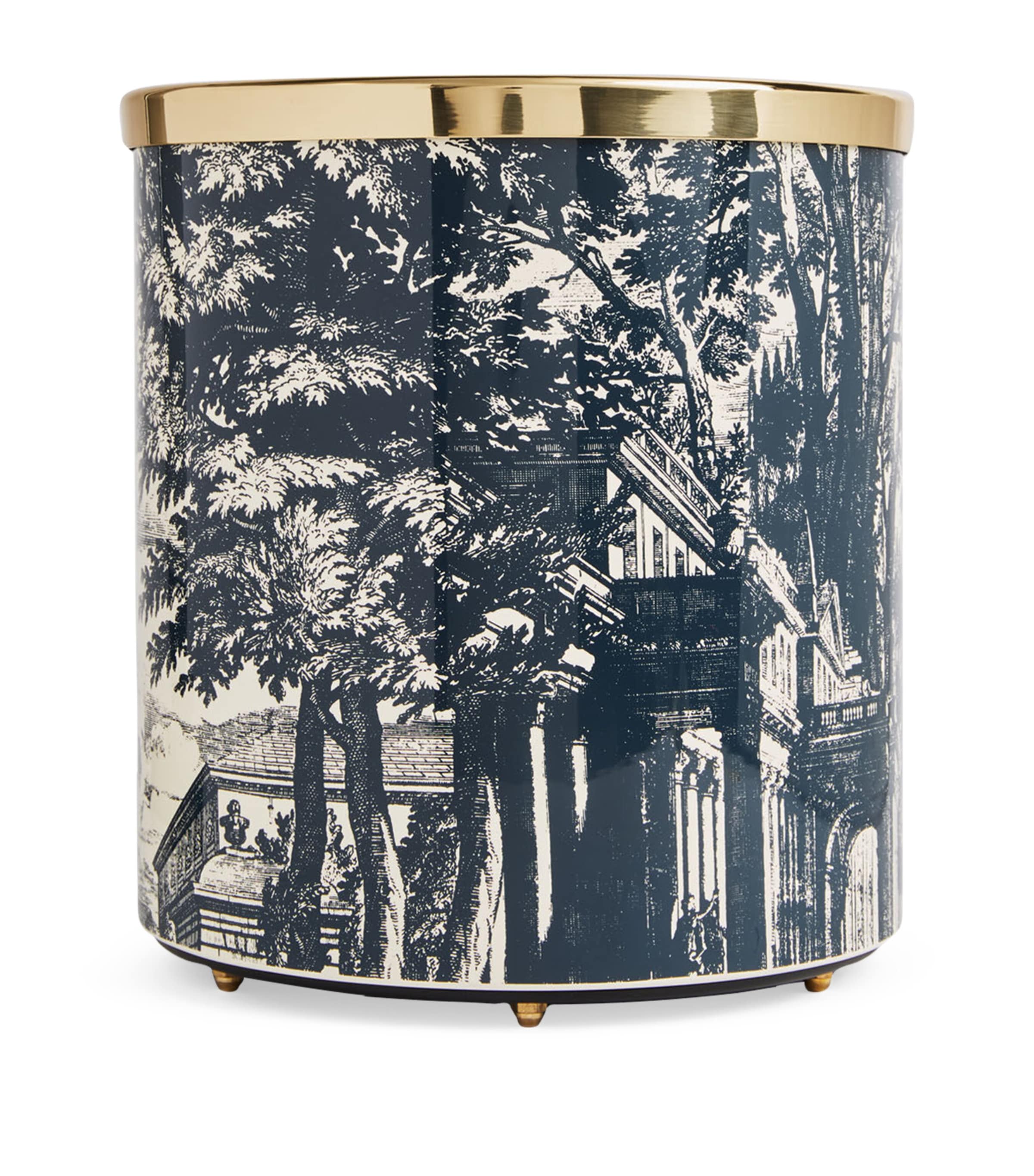 Fornasetti Paper Basket Giardino Settecentesco In Blue/ivory