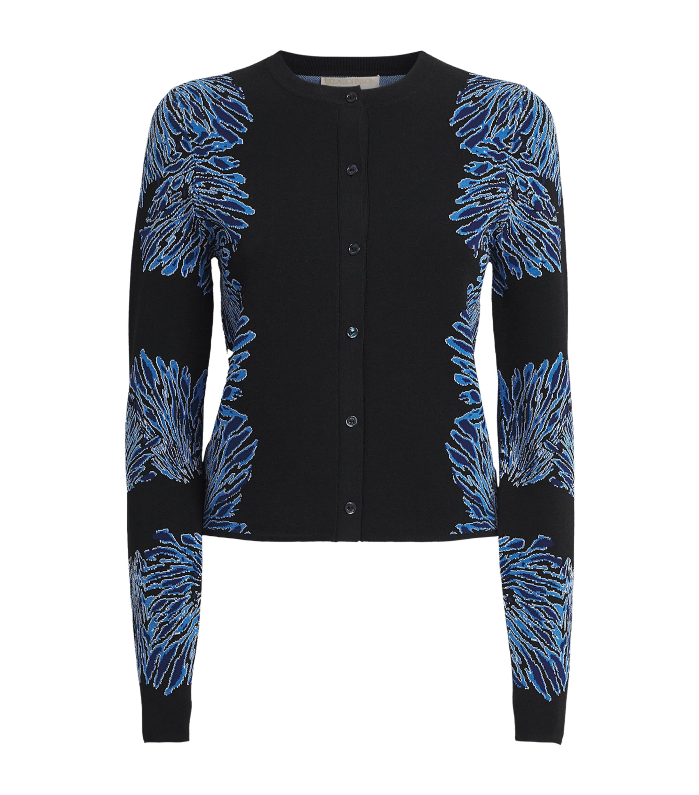 Ulla Johnson Womens Jacquard Carina Cardigan Ocean Image 1