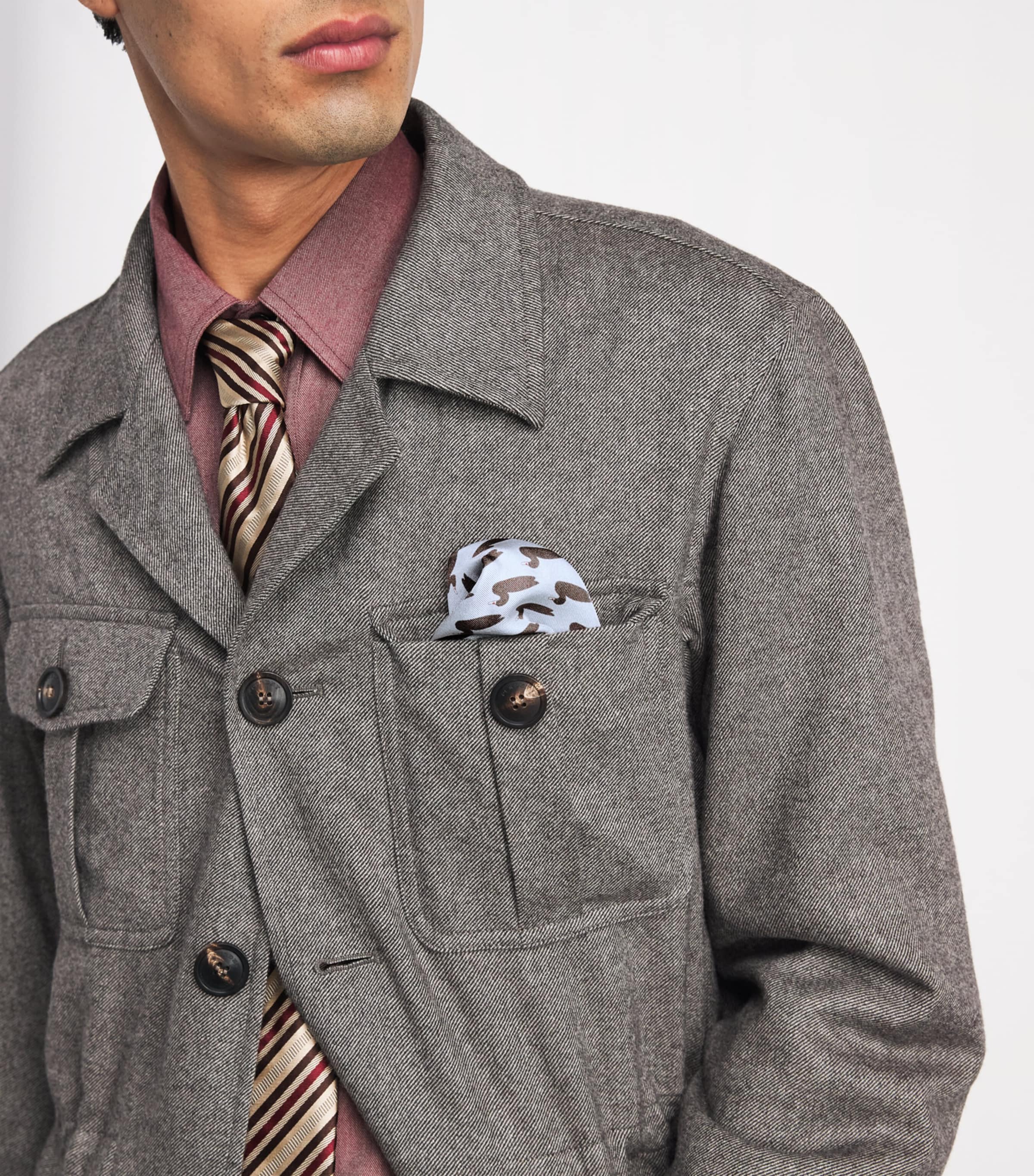 Purdey Silk Duck Decoy Pocket Square Sky Image 2