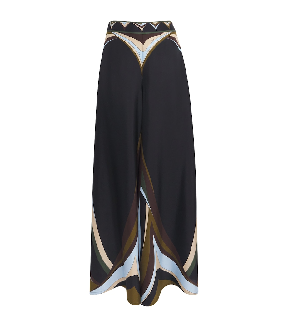 PUCCI Womens Silk Fari Wide-Leg Trousers Khaki Image 1