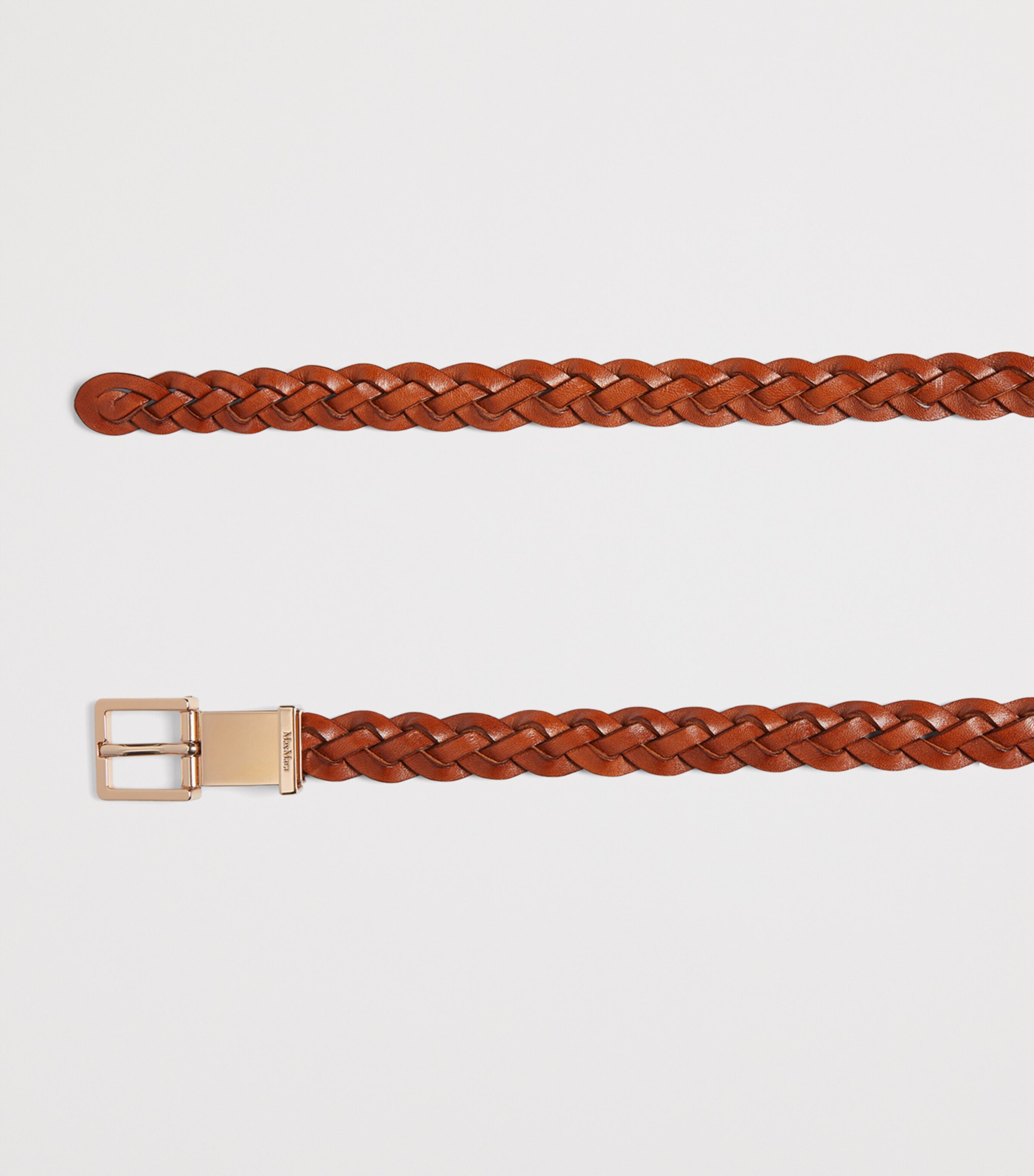 Max Mara Leather Woven Belt Rust Image 2