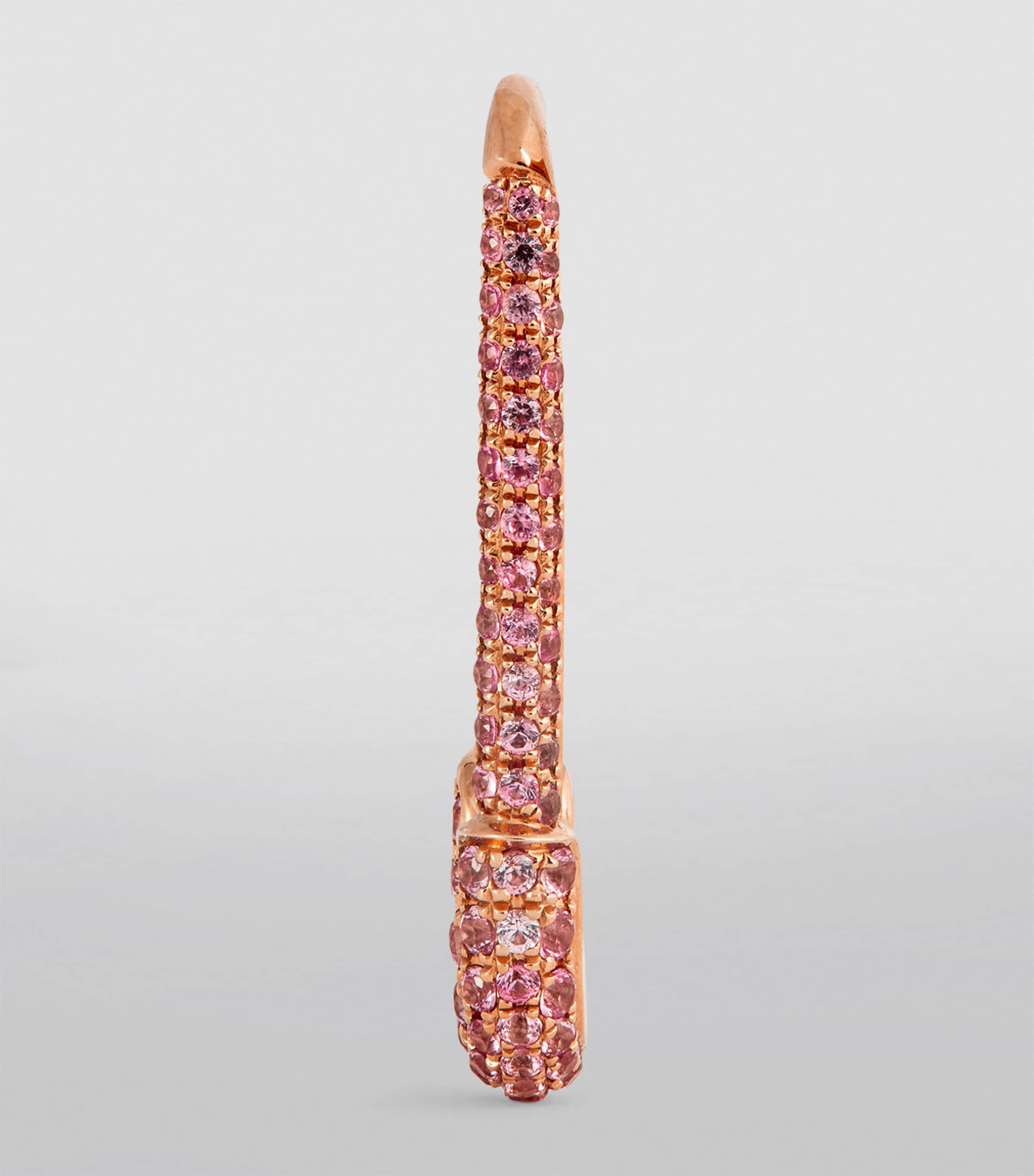 Rose Gold and Pink Sapphire Safety Pin Single Right Earring ROSE GOLD Image 2