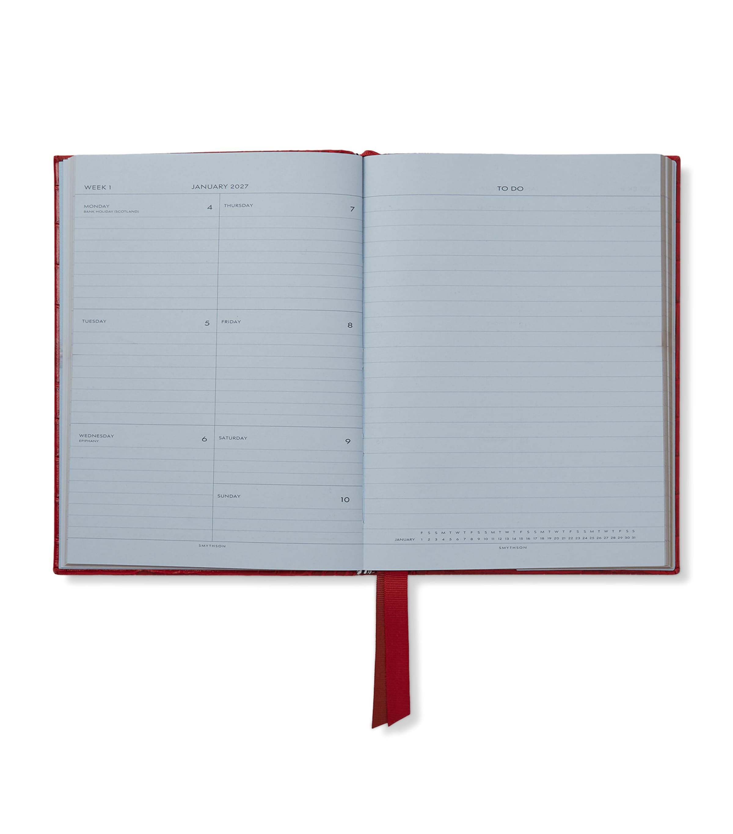 Smythson Leather Soho Weekly Diary 2027 Red Image 2