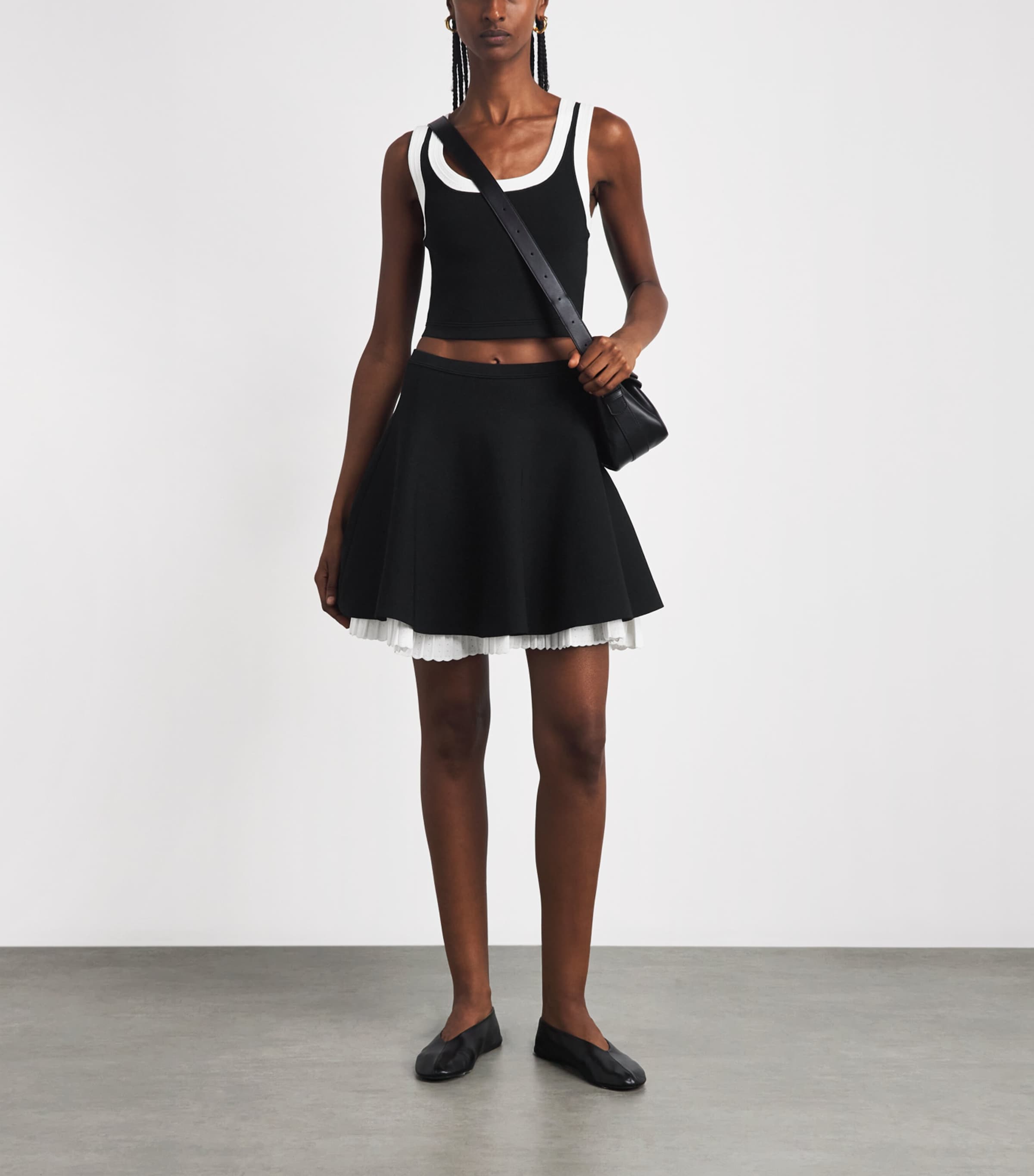 Sandro Paris Womens Two-Tone Pleated Mini Skirt Black Image 2