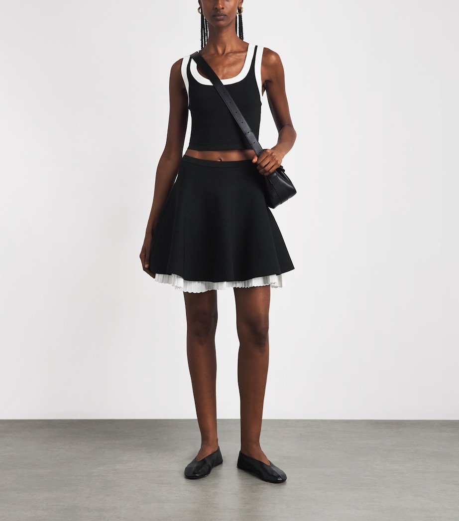 Sandro Paris Womens Two-Tone Pleated Mini Skirt Black Image 2