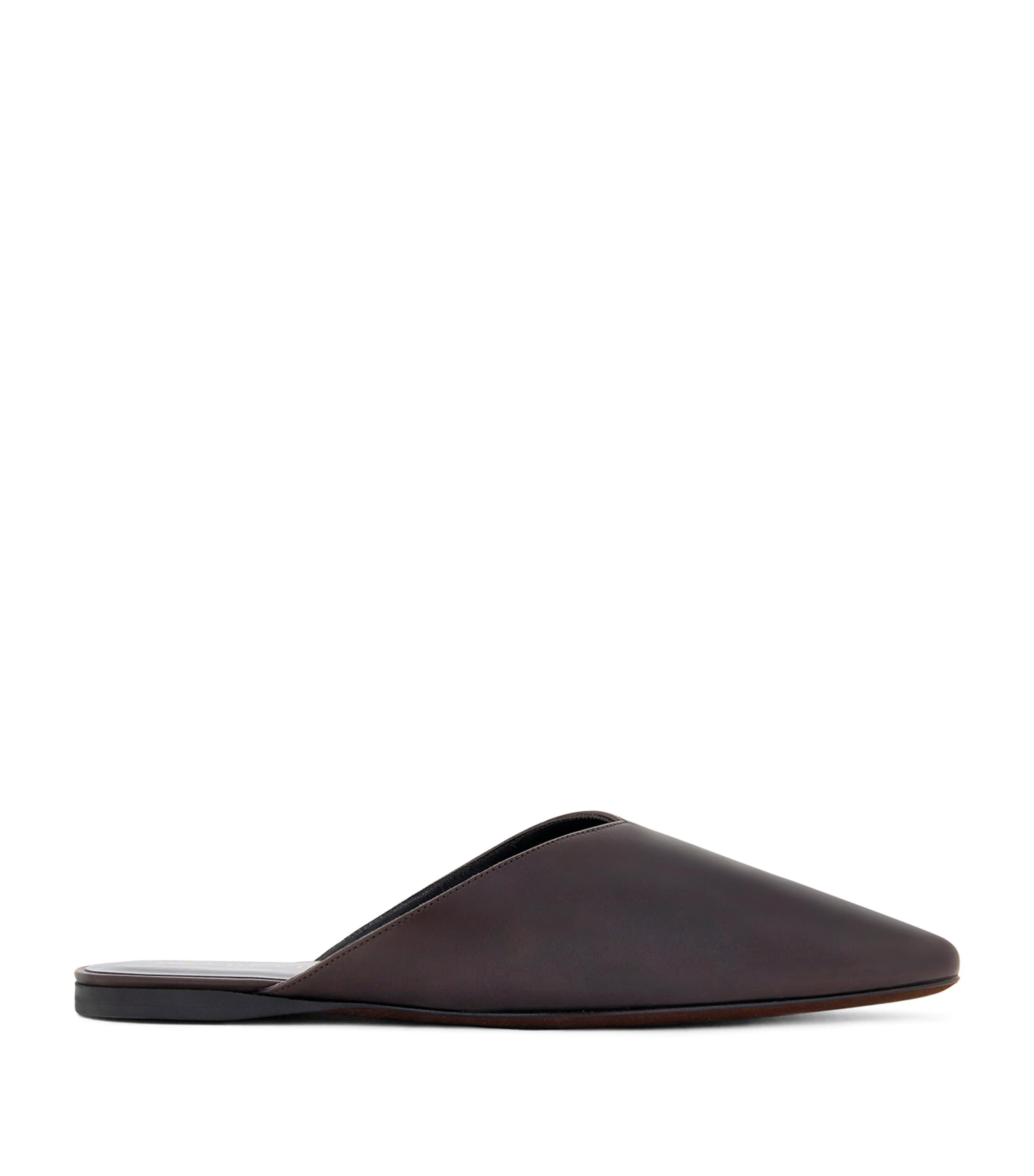 Herbert Levine Leather Homebody Slippers In Brown
