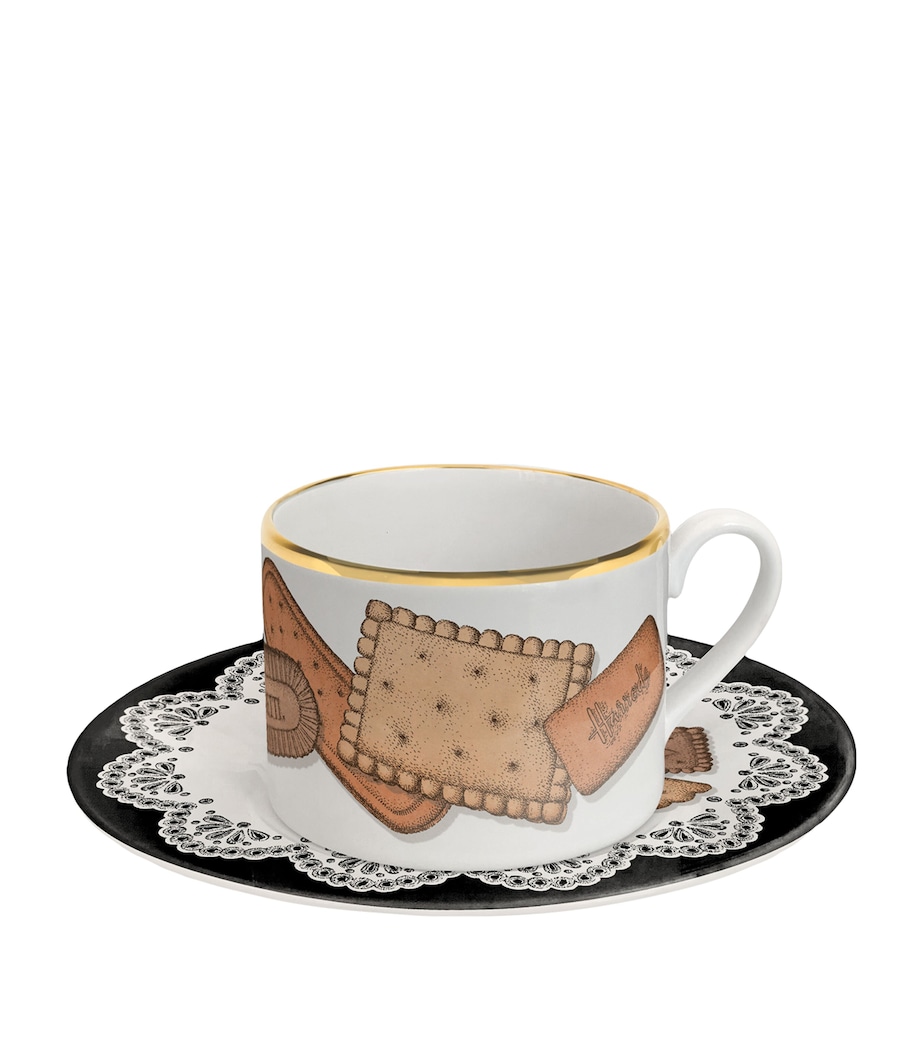 175 Anniversary Edition Set of 6 Porcelain Biscotti Teacups and Saucers MULTI Image 1