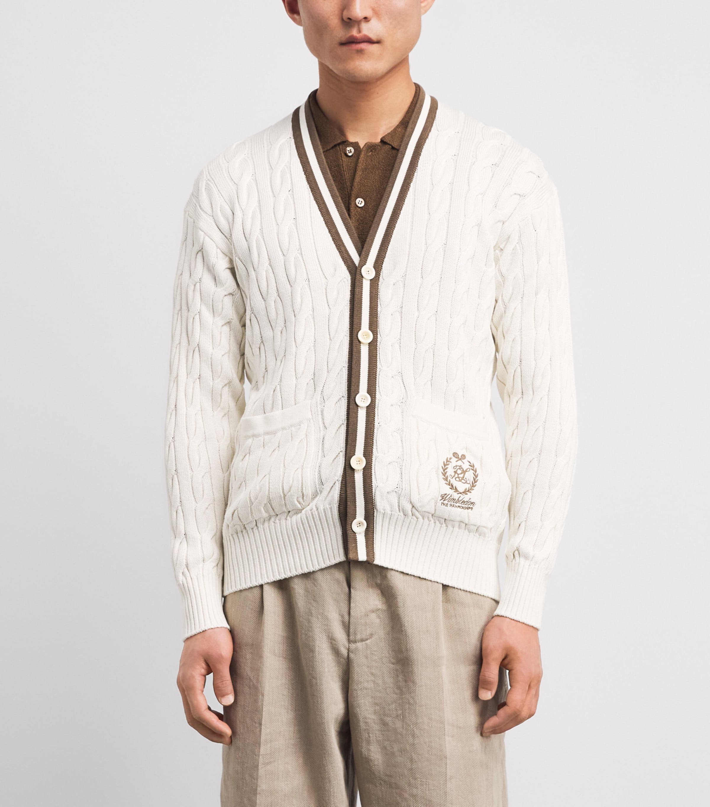 Ralph Lauren Purple Label Ivory x Wimbledon Cotton-Blend Cable