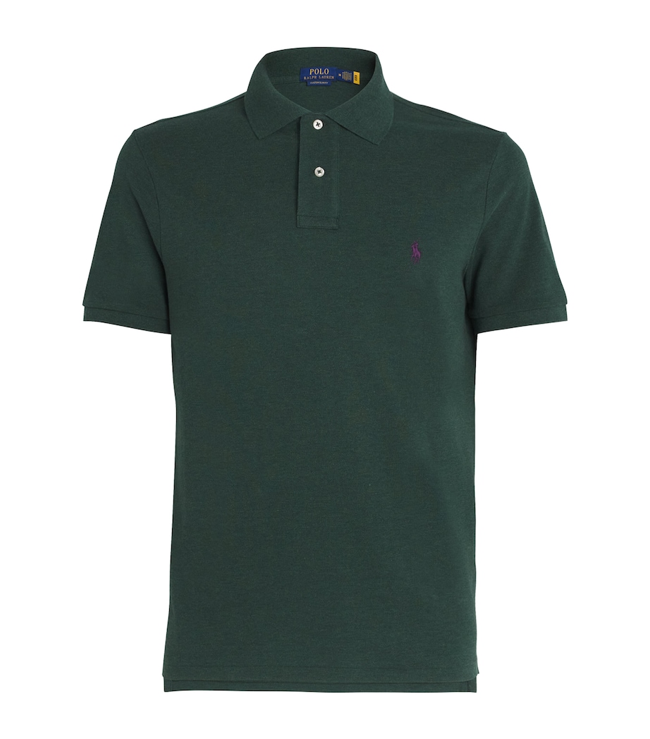 Cotton Mesh Custom Fit Polo Shirt GREEN Image 1