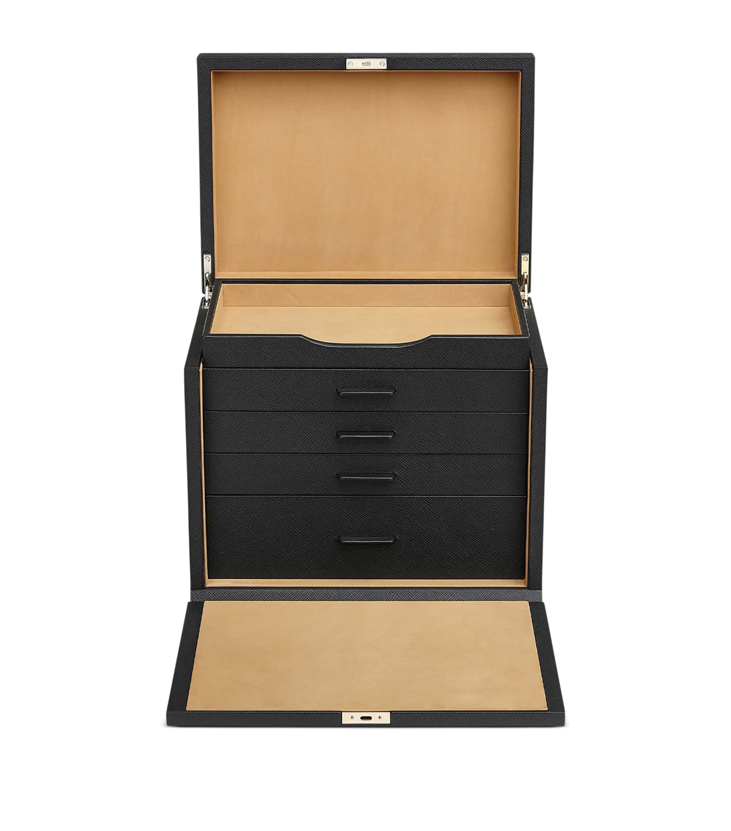 Smythson Deluxe Jewellery Box In Panama In Black