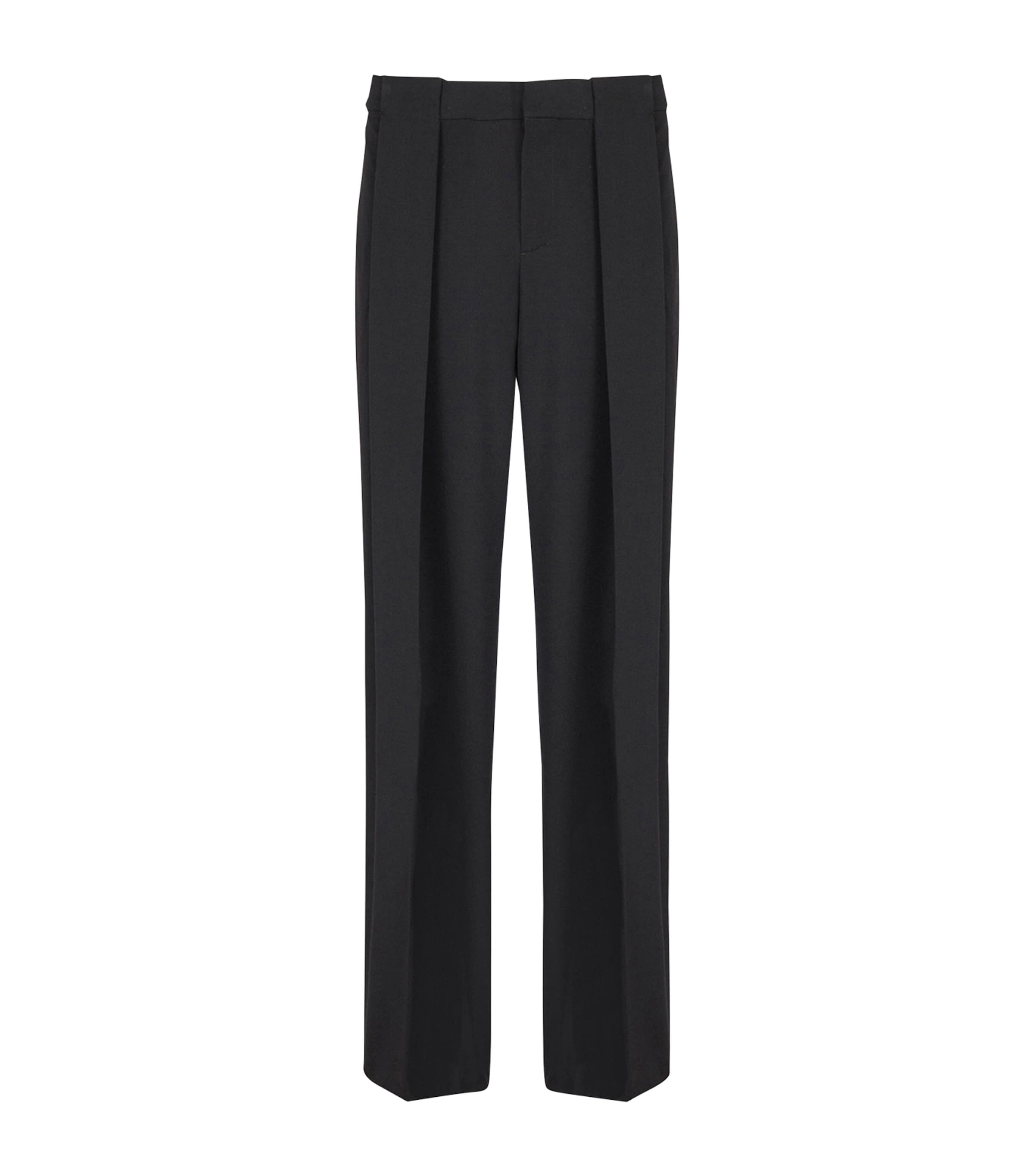 Shop Balmain Wool Pleated Trousers In Black
