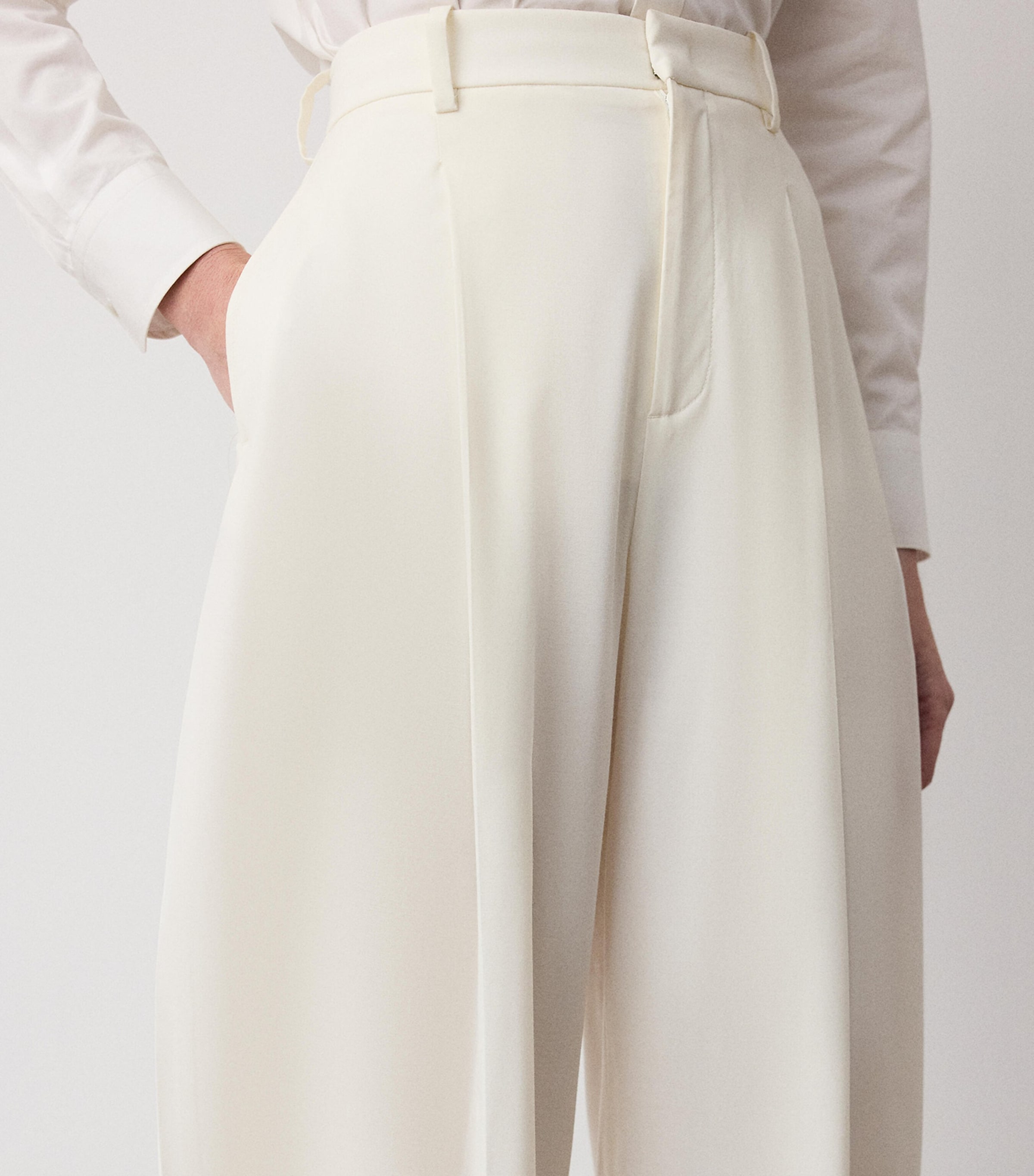 Ralph Lauren Collection Womens Wool-Blend High-Waist Harlo Trousers Cream Image 5