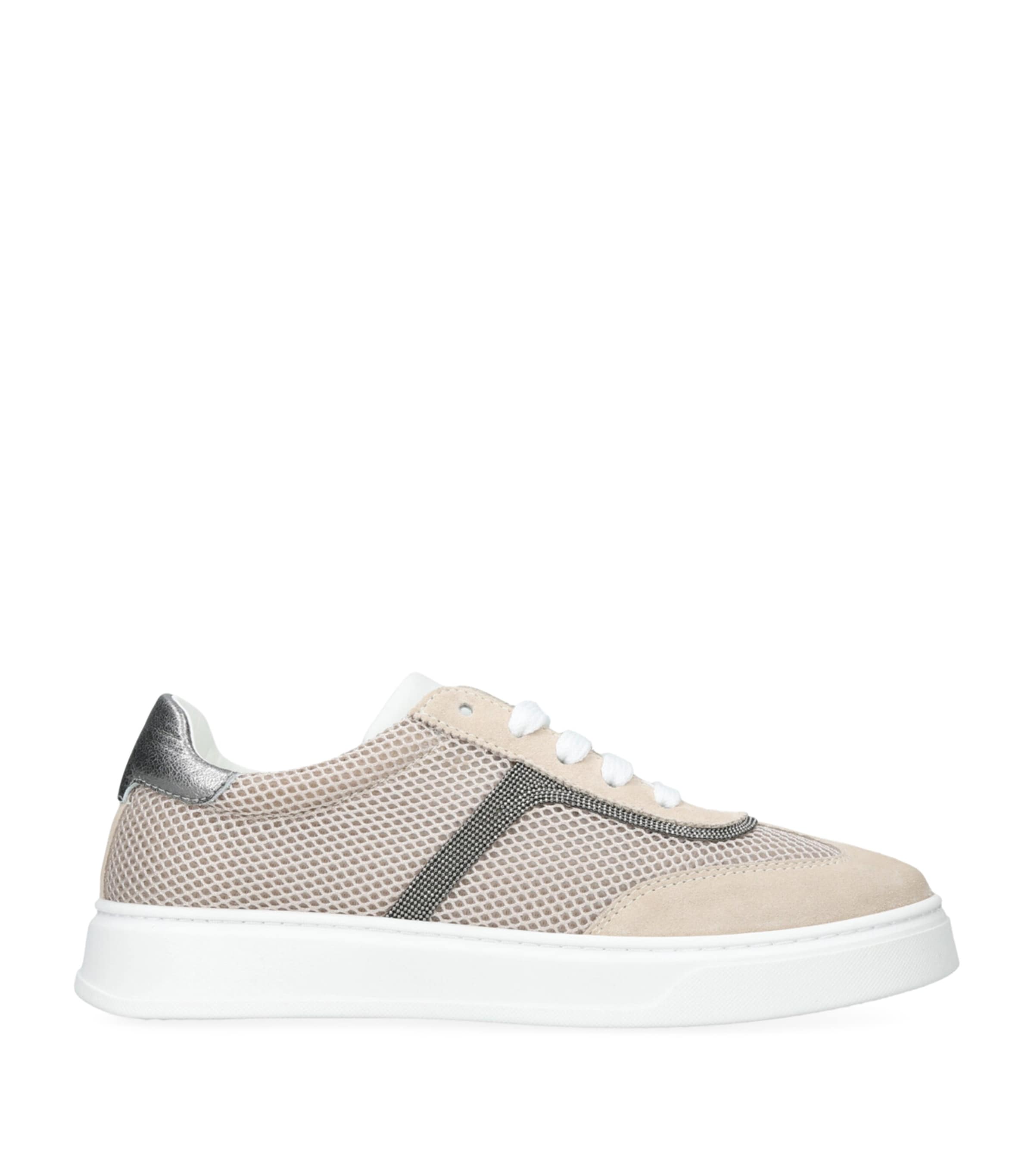 Brunello Cucinelli Monili Suede And Mesh Sneakers