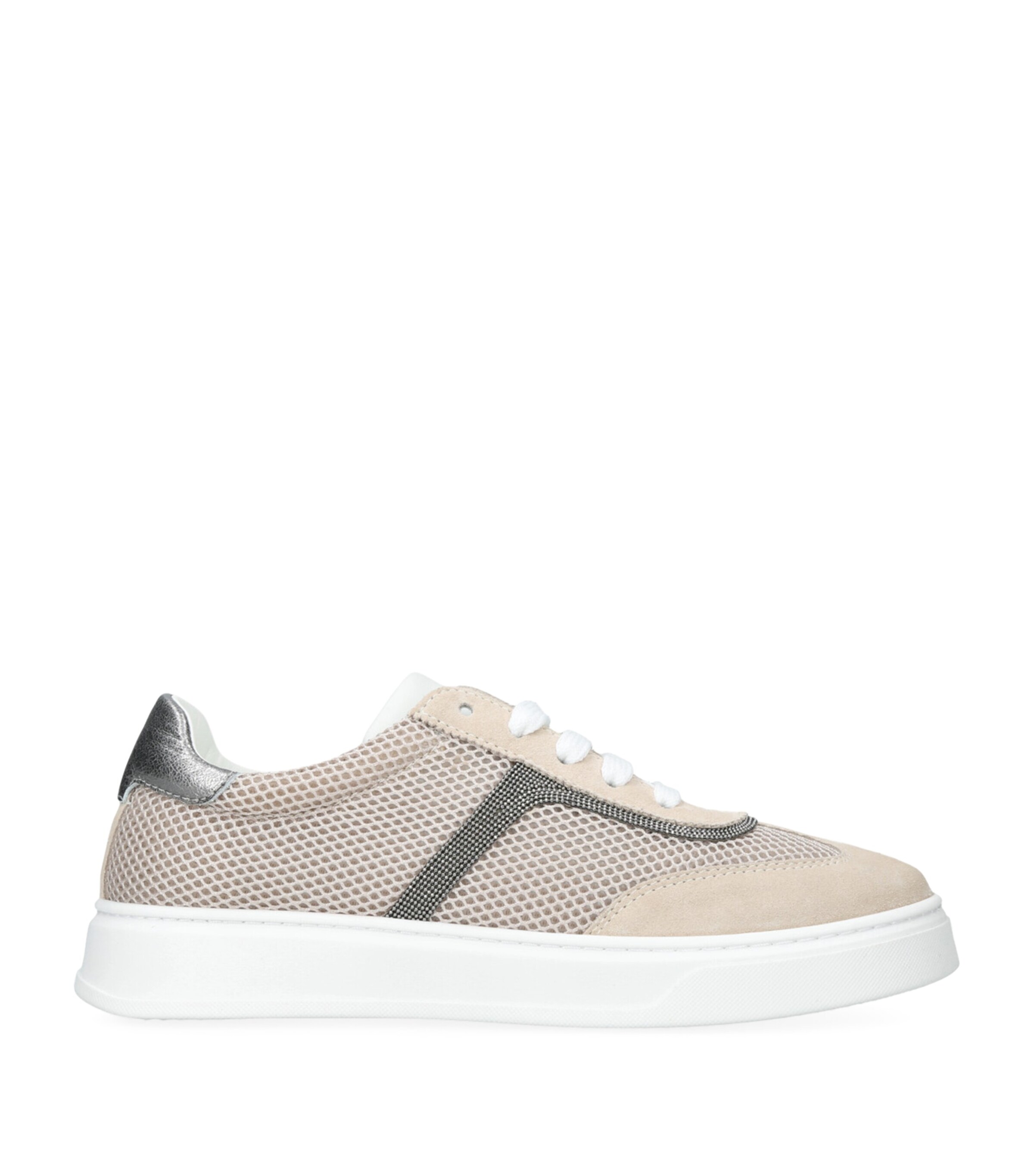 Brunello Cucinelli Kids Suede and Knitted Sneakers | Girls Shoes | Trainers | Designers | Brunello Cucinelli