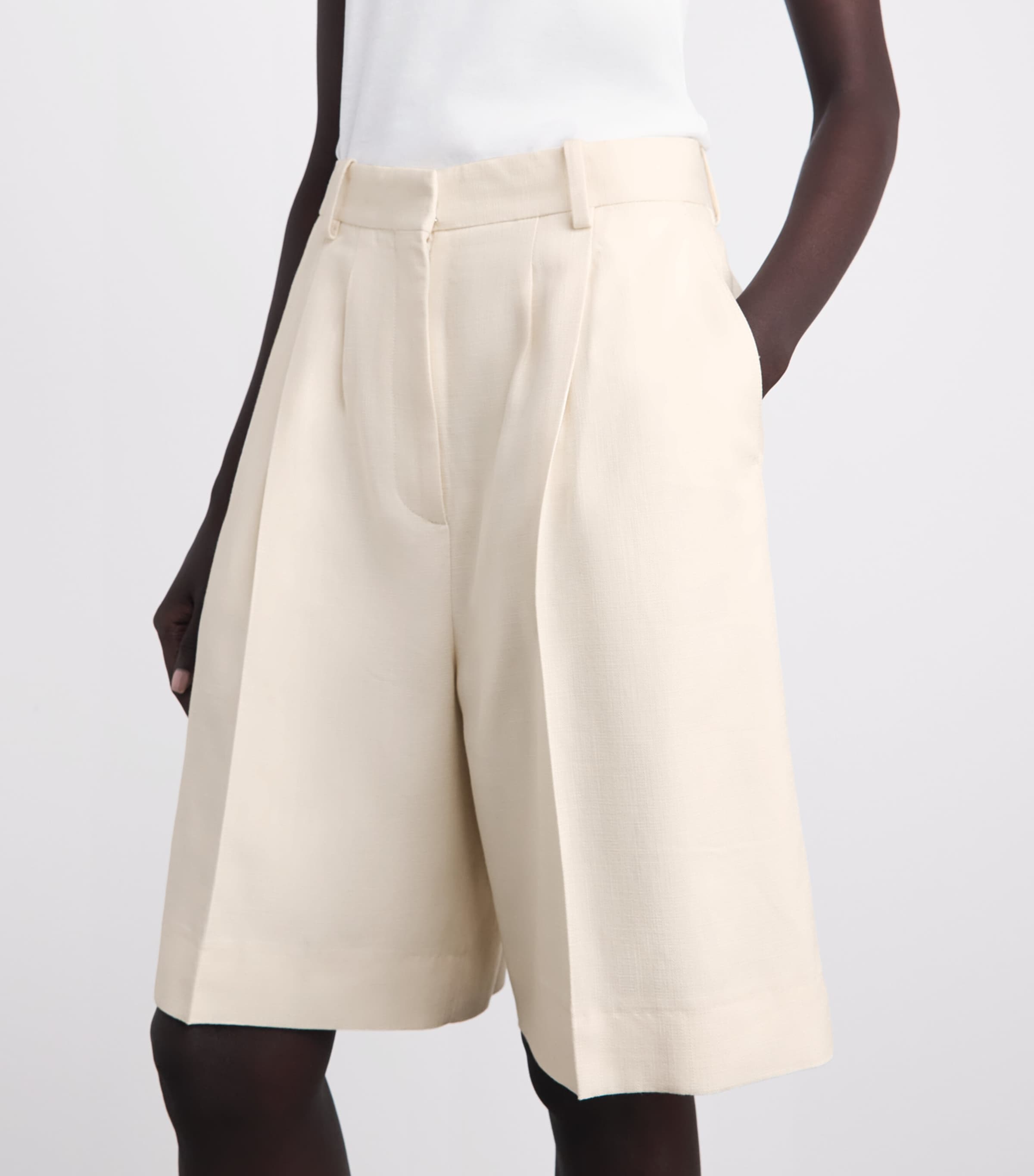 ANINE BING Womens Bryson Shorts Cream Image 3