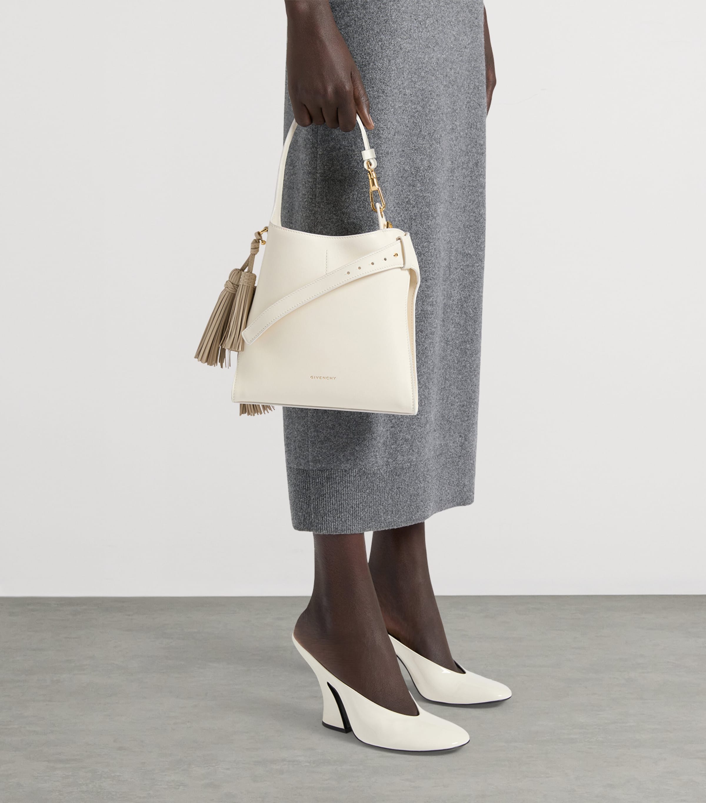 Mini Leather Belted Shoulder Bag IVORY Image 2