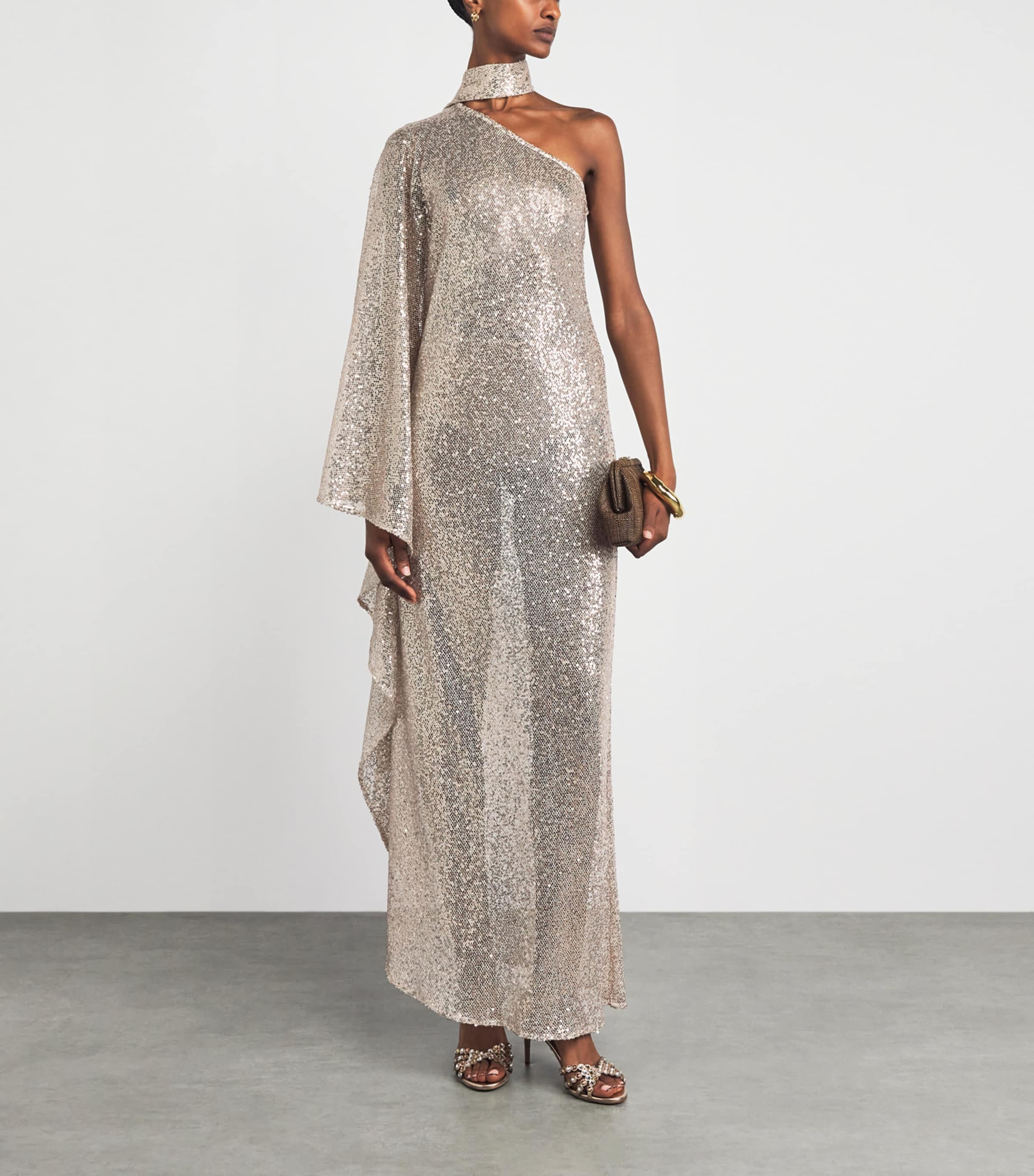 Taller Marmo Womens Sequin Ubud Disco Maxi Dress White Sand Image 2