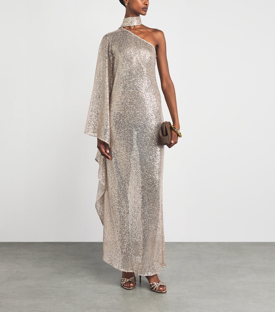 Taller Marmo Womens Sequin Ubud Disco Maxi Dress White Sand Image 2